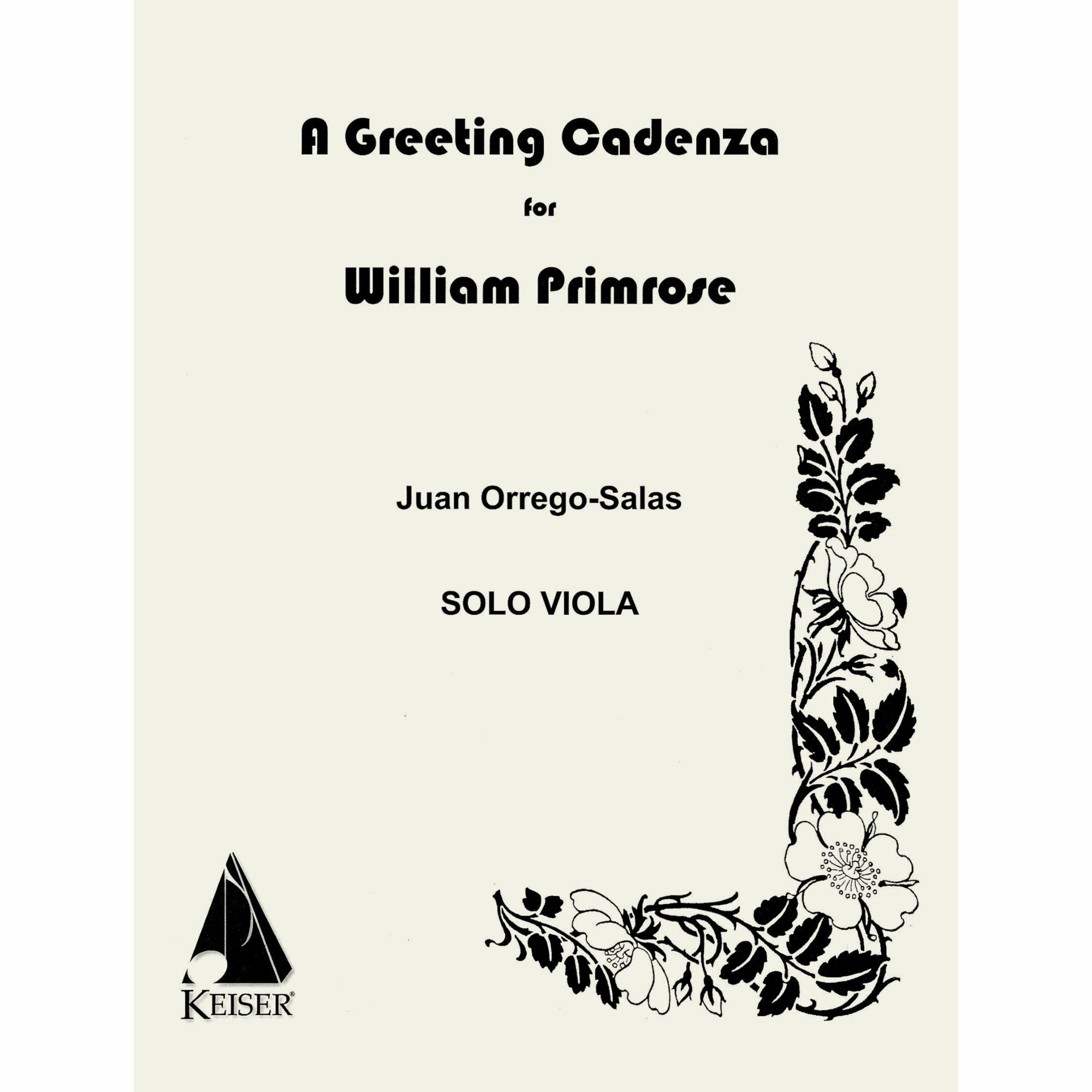 Orrego-Salas -- A Greeting Cadenza for William Primrose for Solo Viola