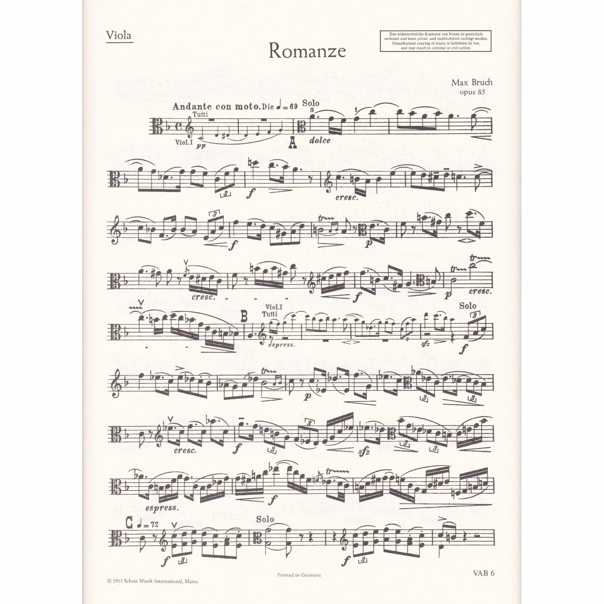 Romance in F Major for Viola and Piano, Op. 85