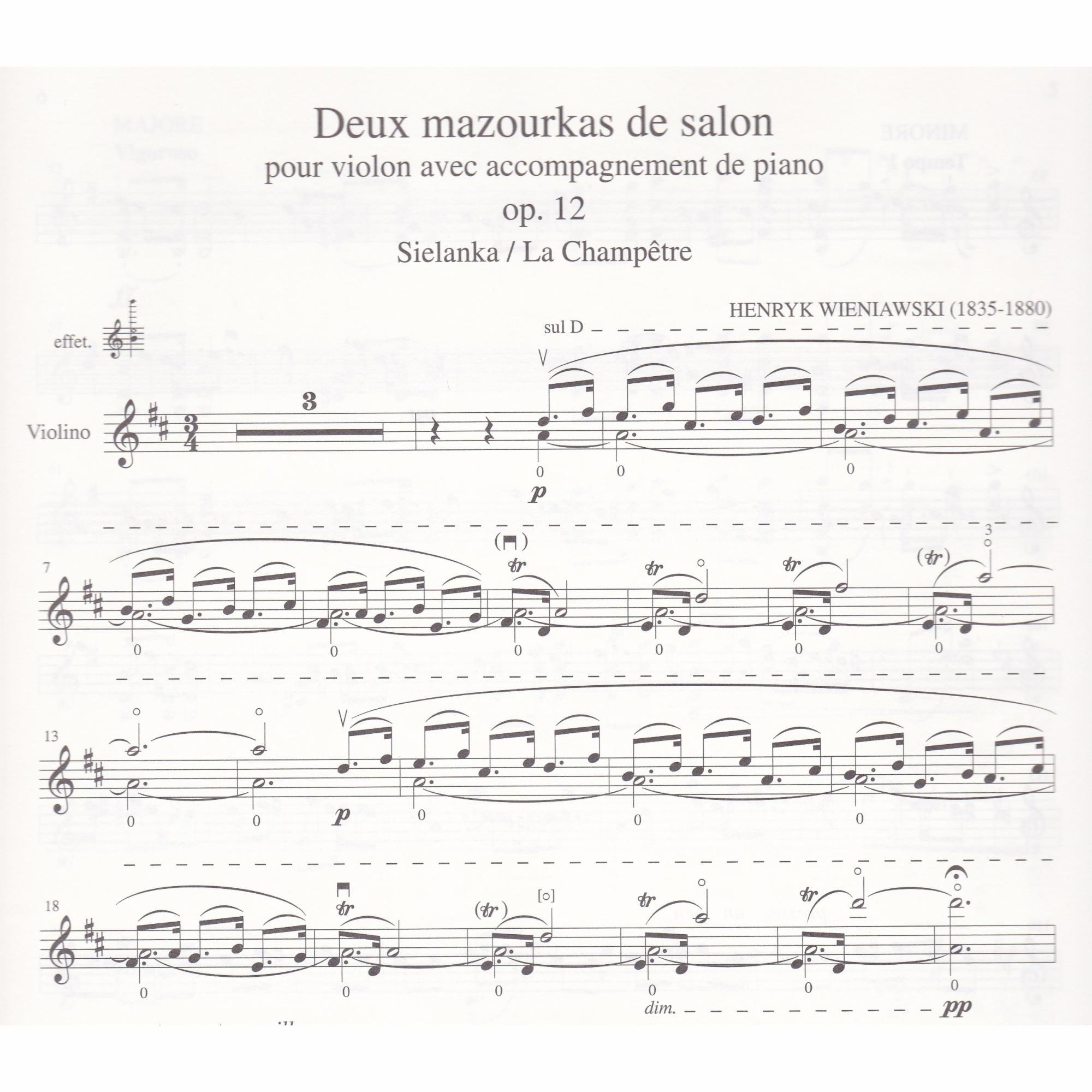 2 Mazurkas de Salon for Violin and Piano, Op. 12