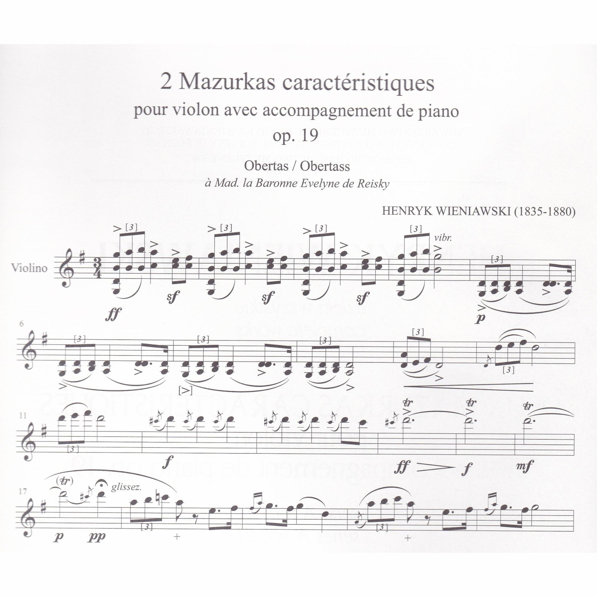 2 Mazurkas Caracteristiques for Violin and Piano, Op. 19