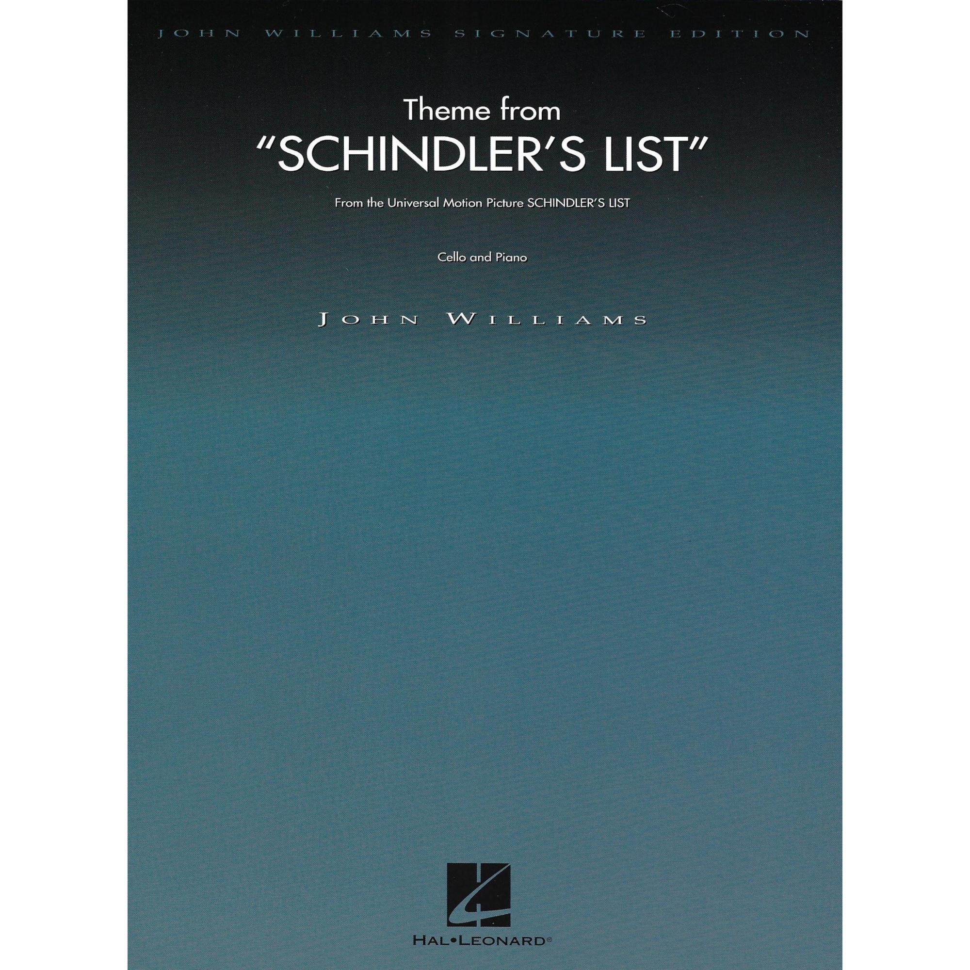 Theme from Schindler's List for Cello and Piano