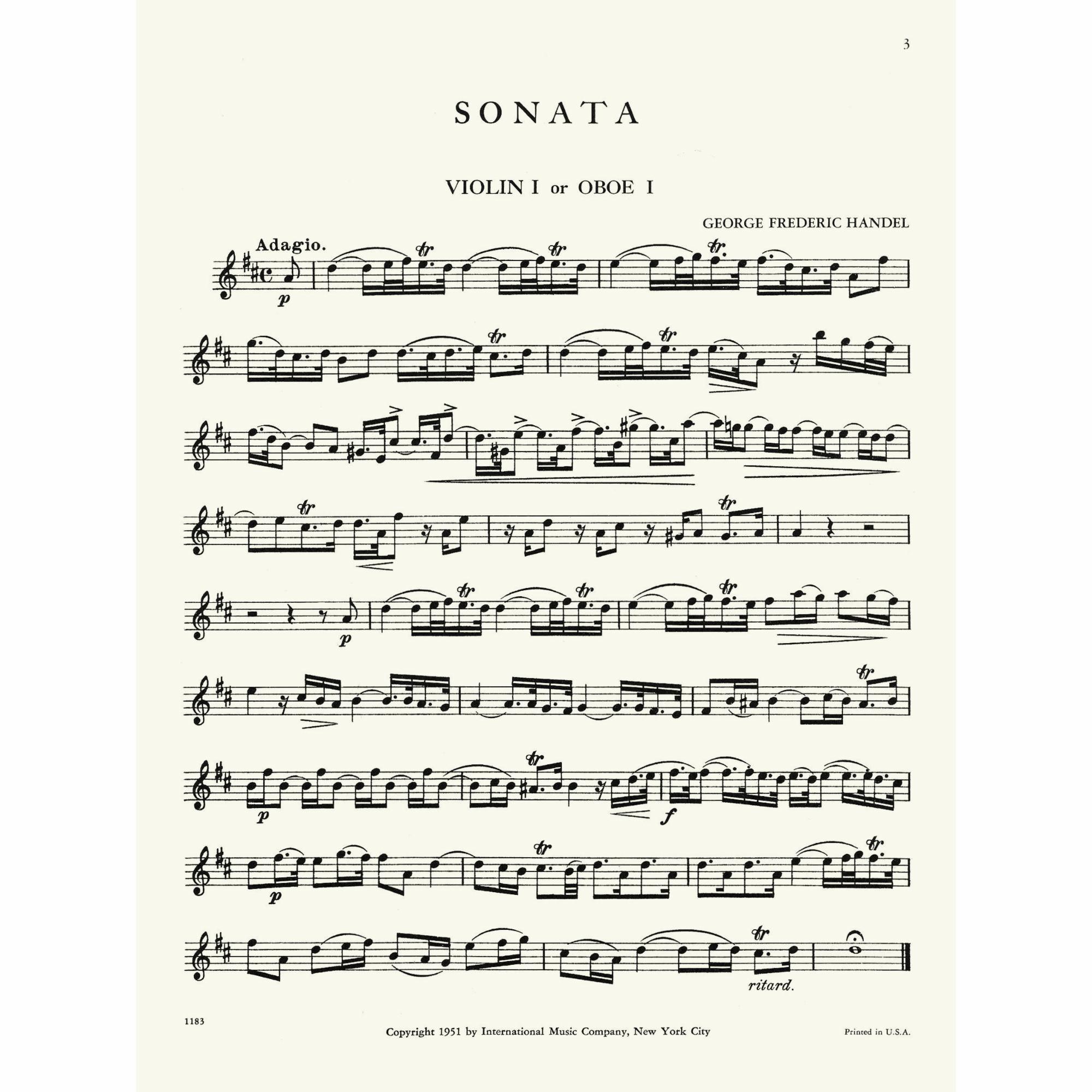 Sample: Violin I (Pg. 1)