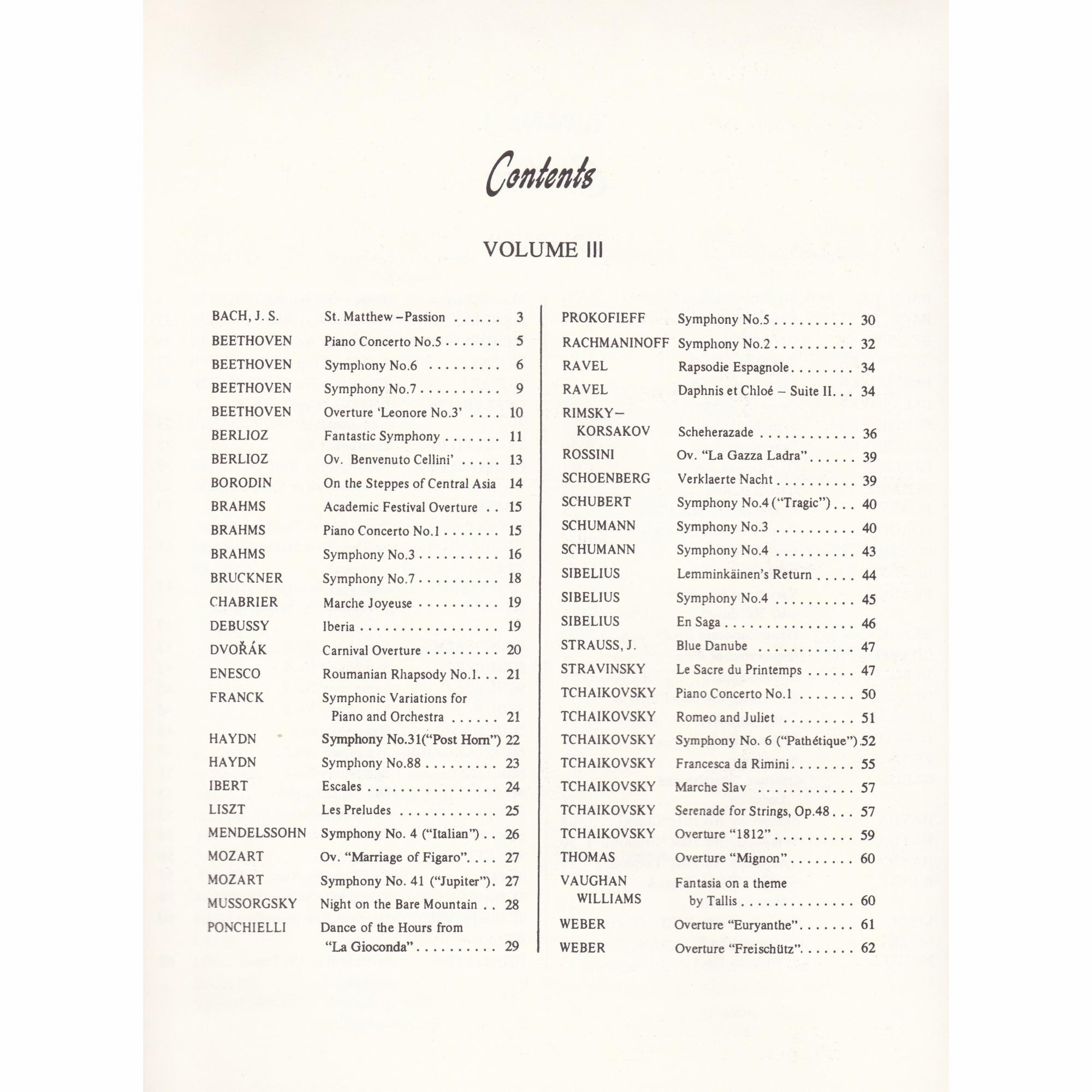 Volume III Table of Contents