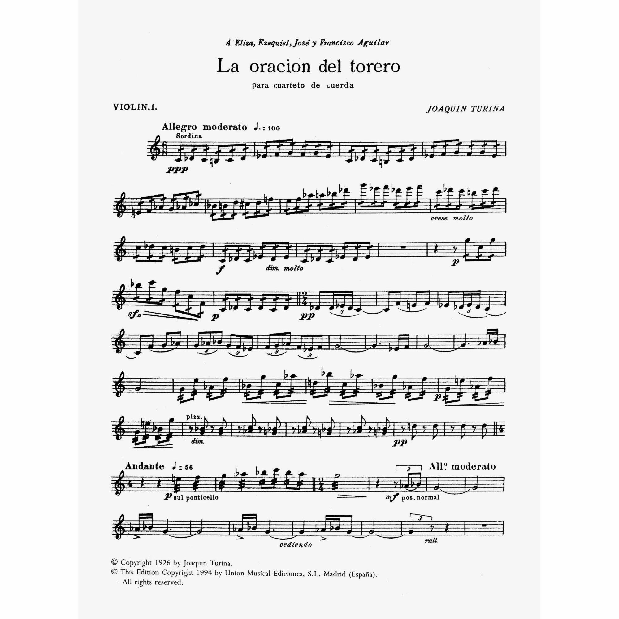 Sample: Violin I (Pg. 1)