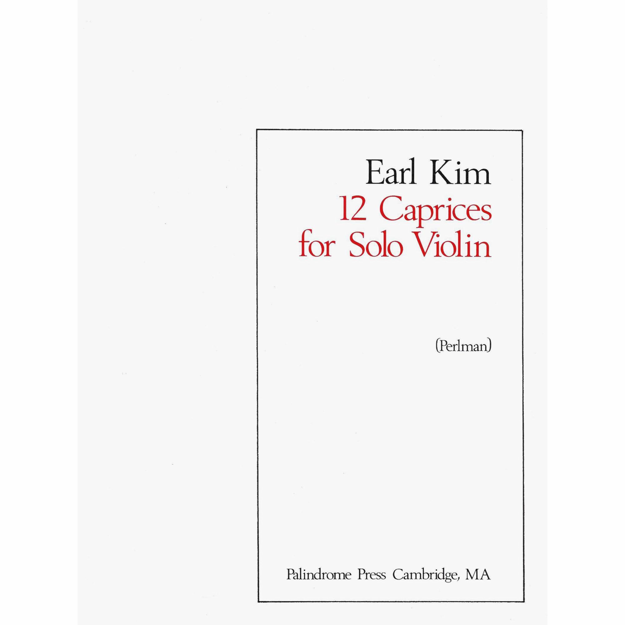 Kim -- 12 Caprices for Solo Violin