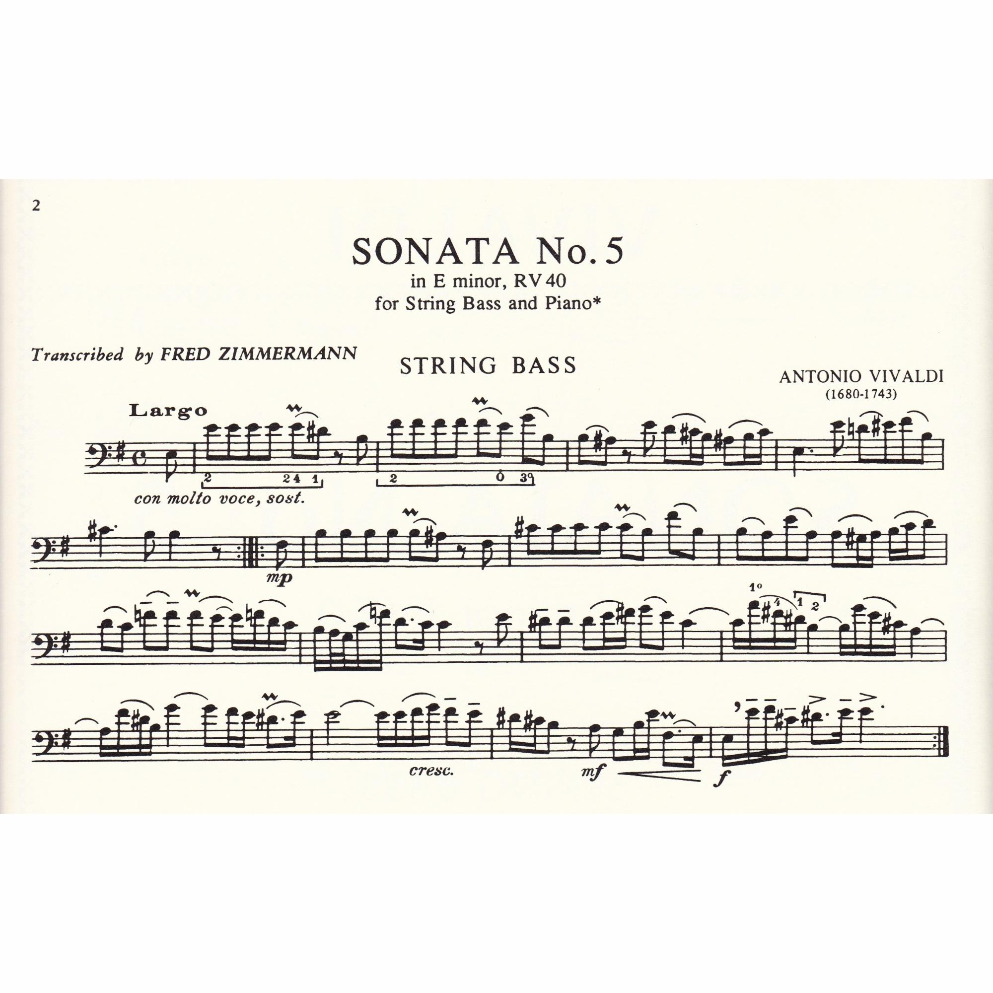 Bass Sonata No. 5 in E Minor, RV 40