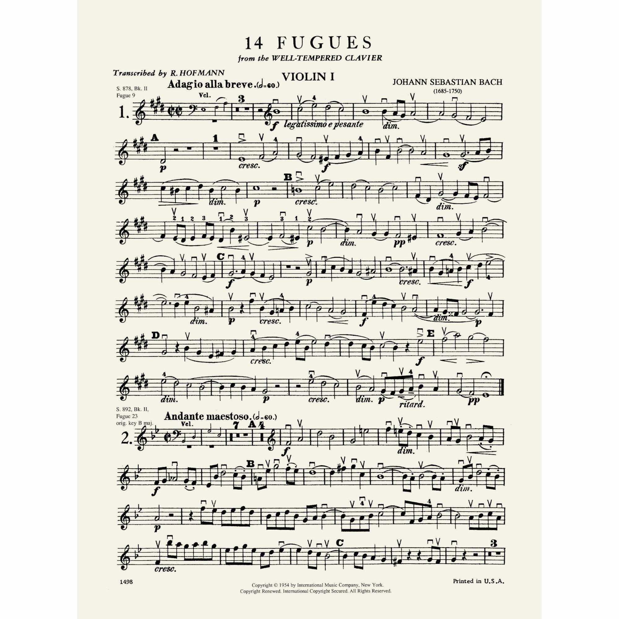 Sample: Vol. I, Violin I (Pg. 1)
