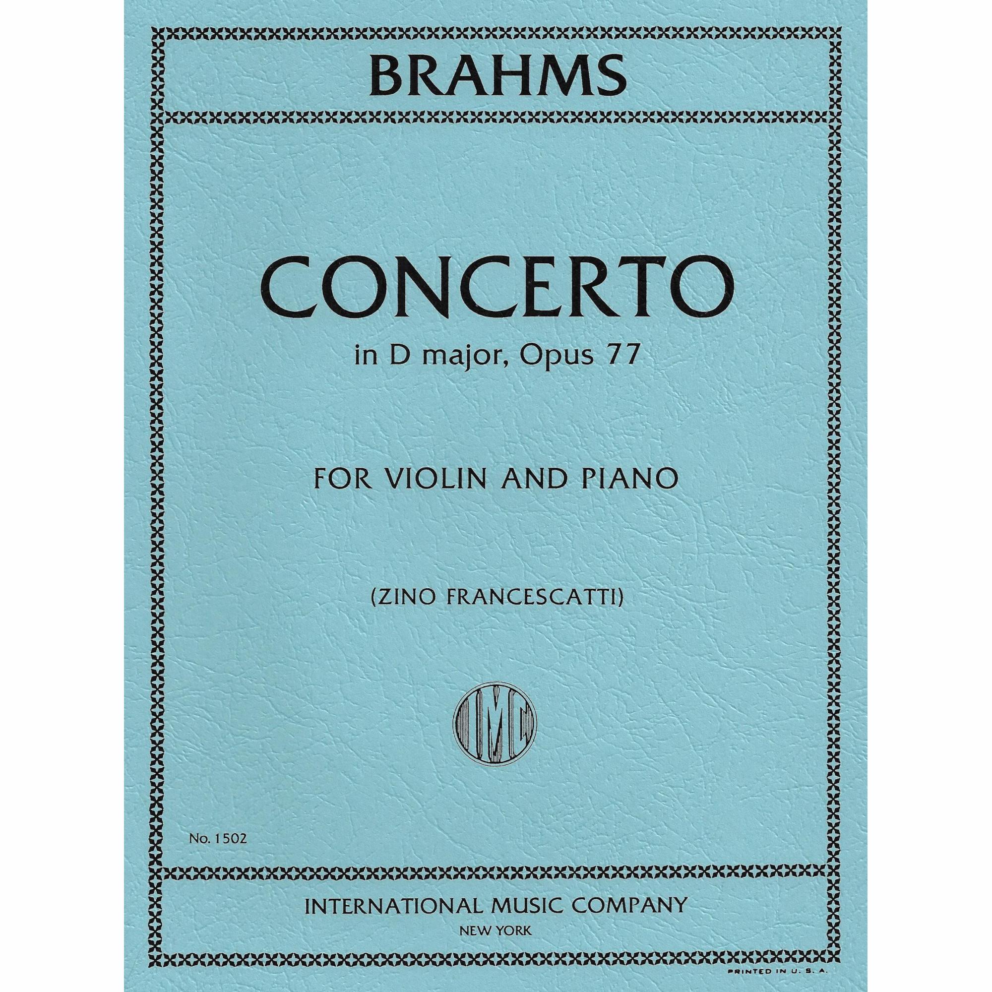 Brahms -- Concerto in D Major, Op. 77 for Violin and Piano