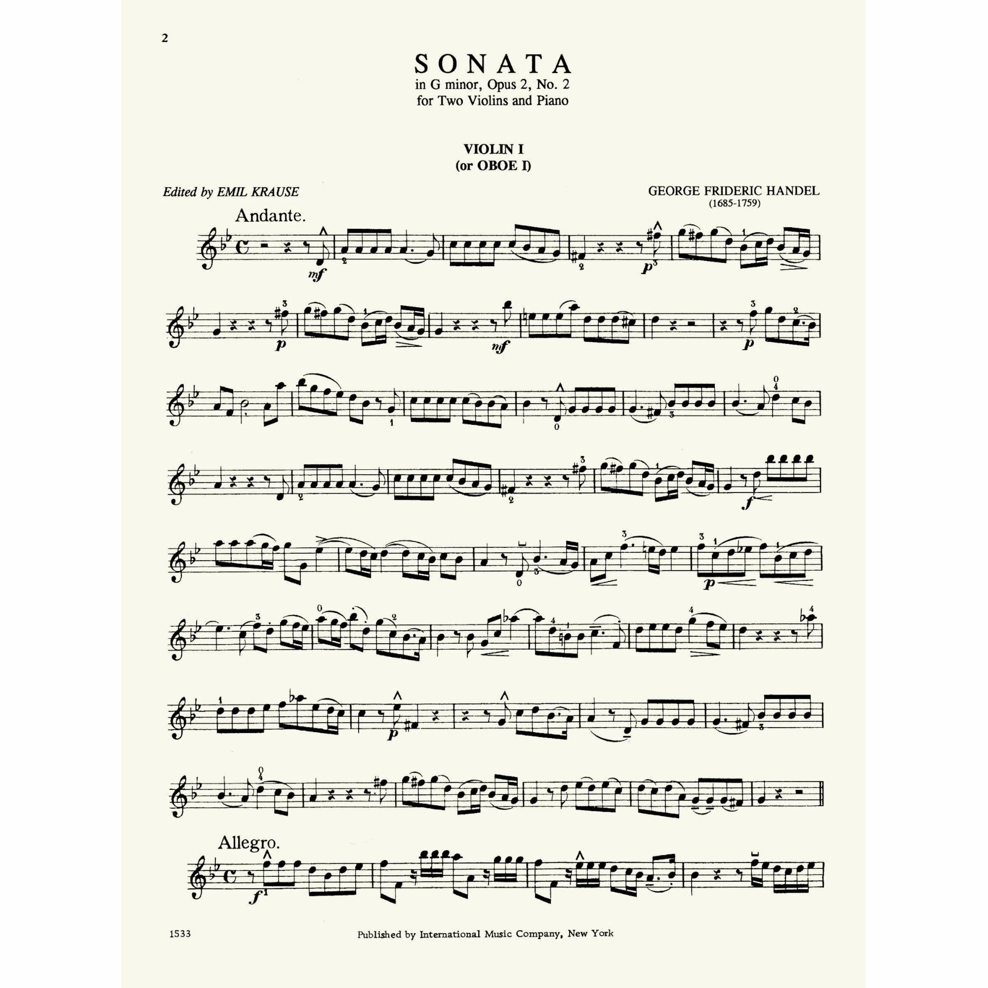 Sample: Violin I (Pg. 2)