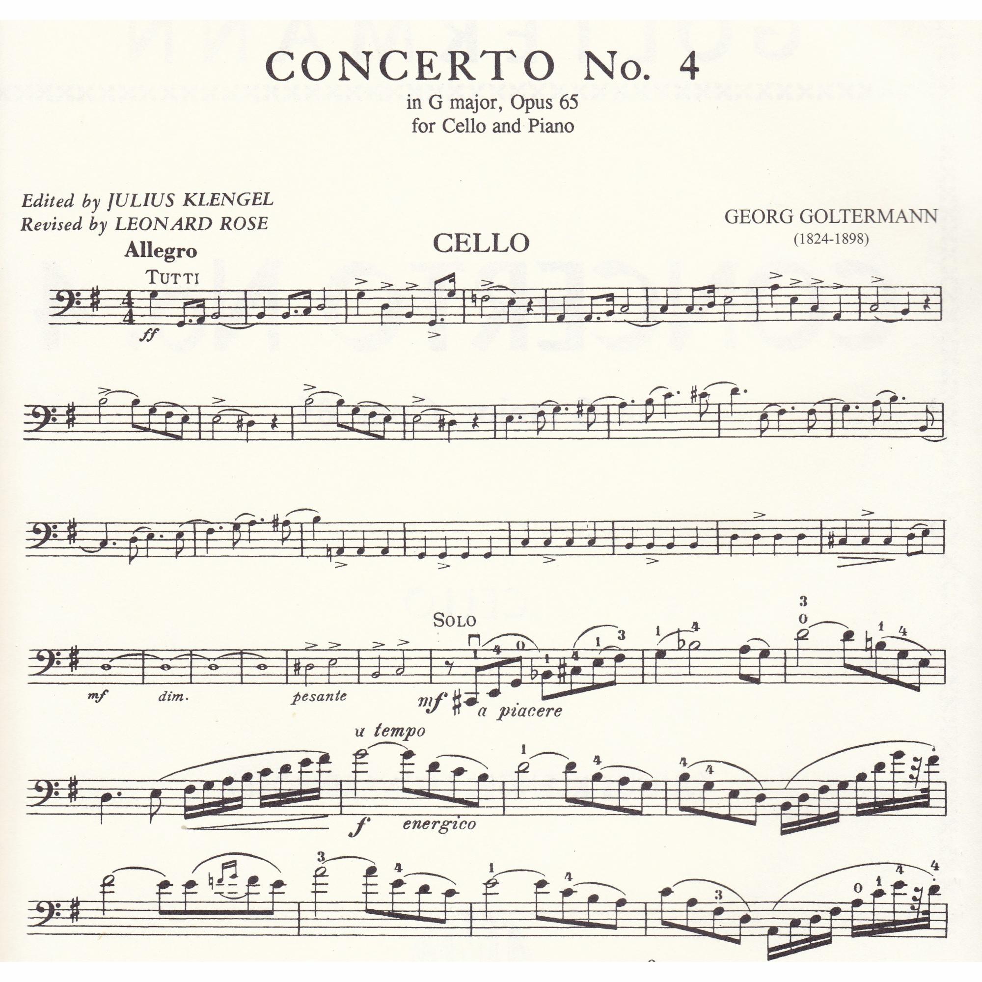 Cello Concerto No. 4 in G Major, Op. 65