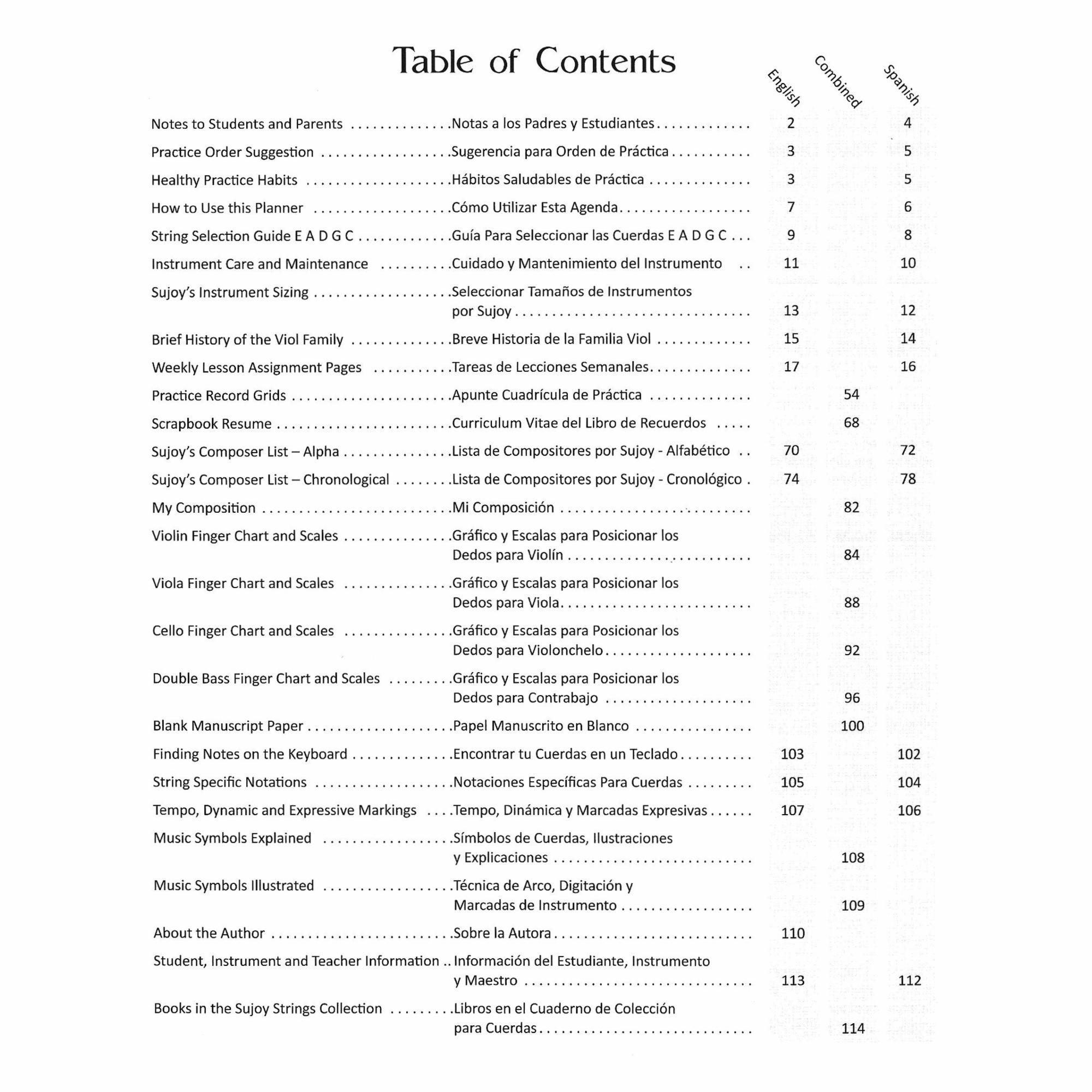 Tables of Contents