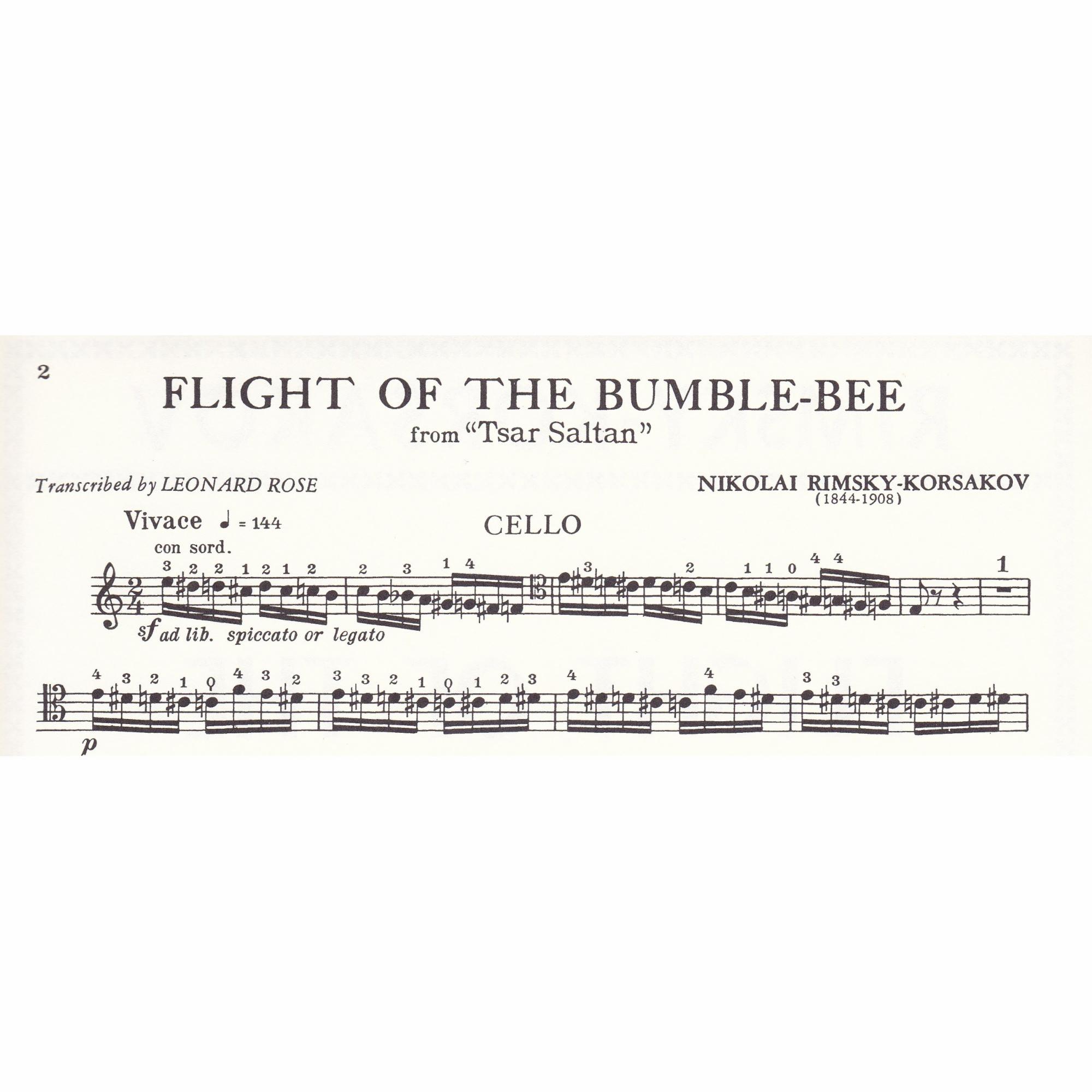 Flight of the Bumble-Bee for Cello and Piano