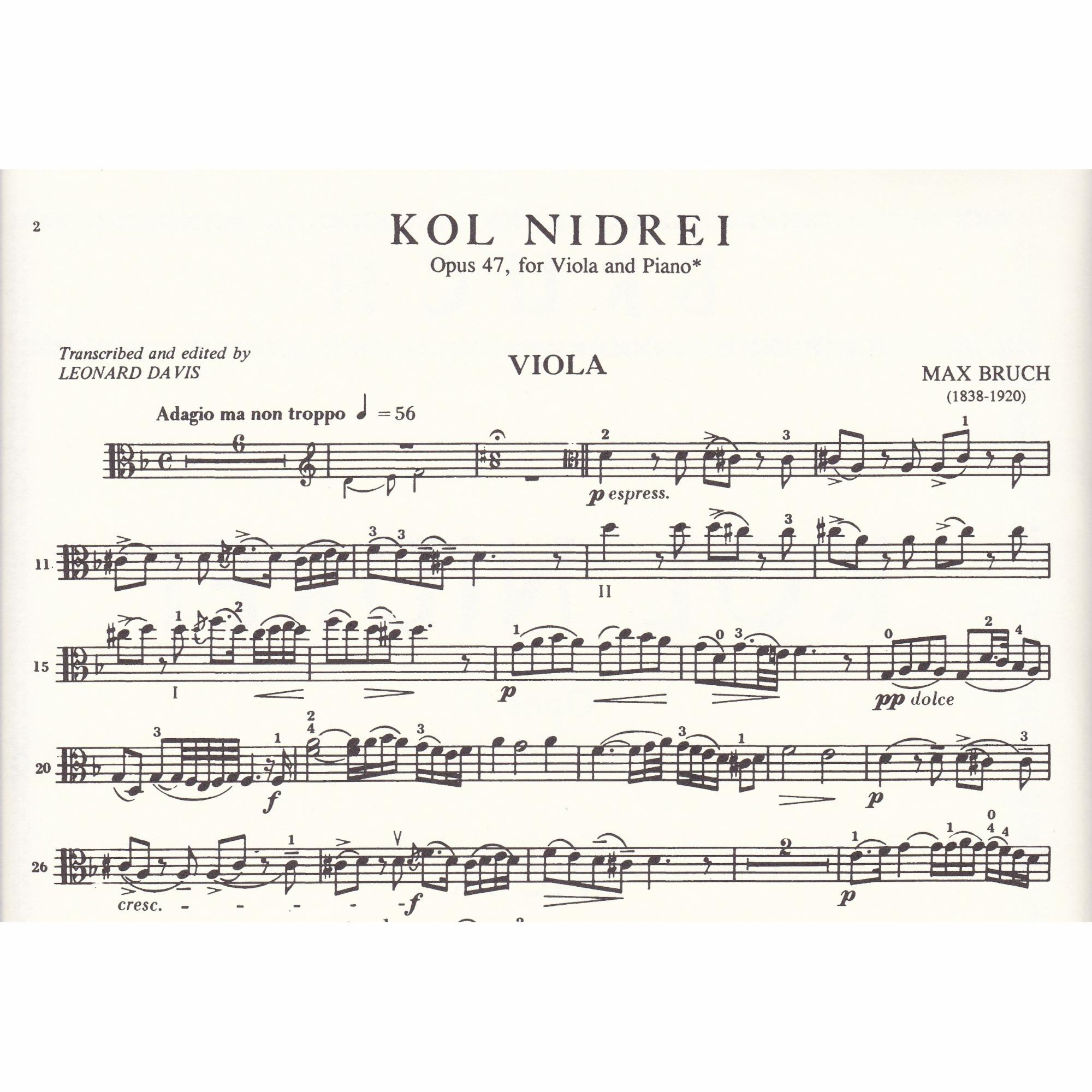 Kol Nidrei for Viola and Piano, Op. 47