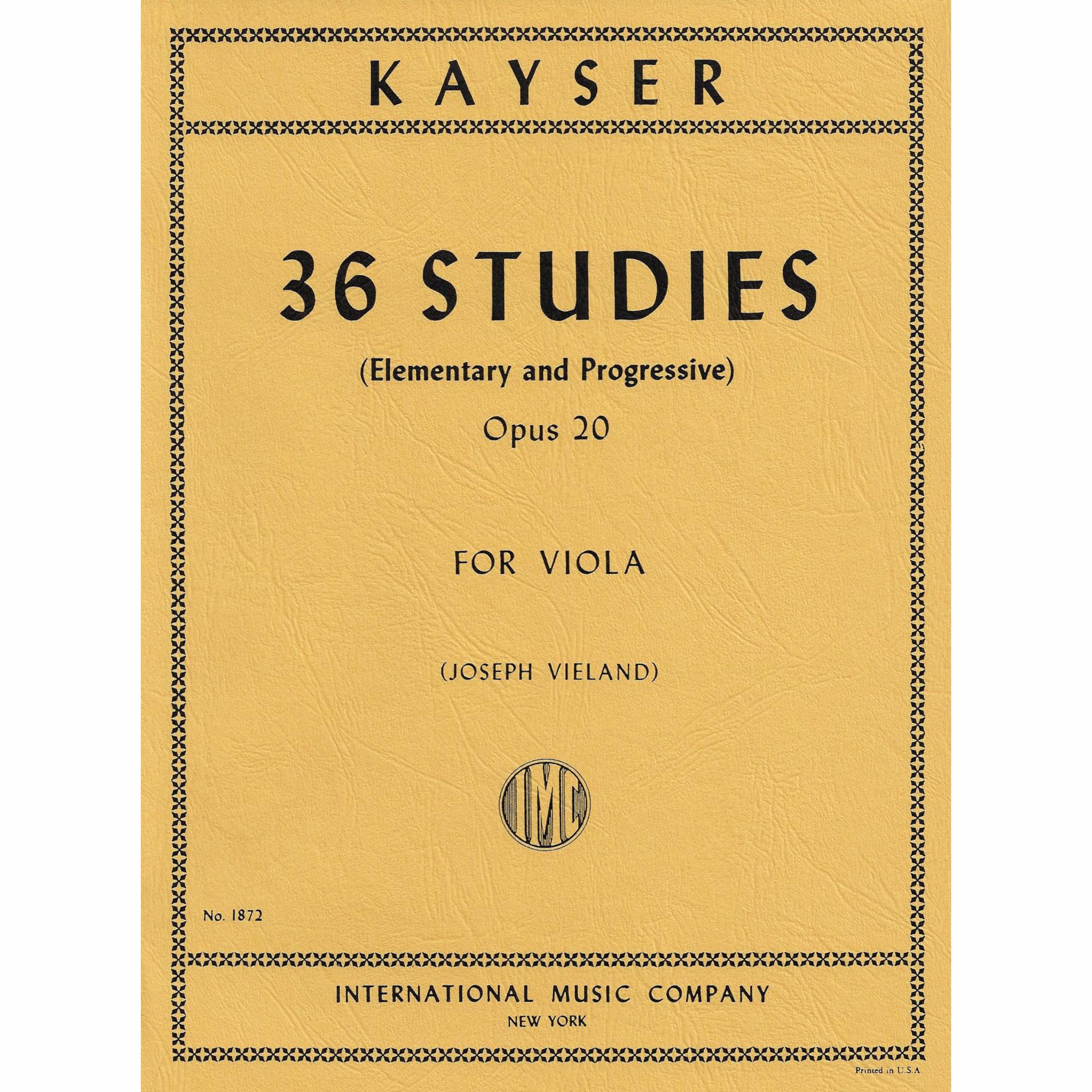 Kayser -- 36 Studies (Elementary and Progressive), Op. 20 for Viola