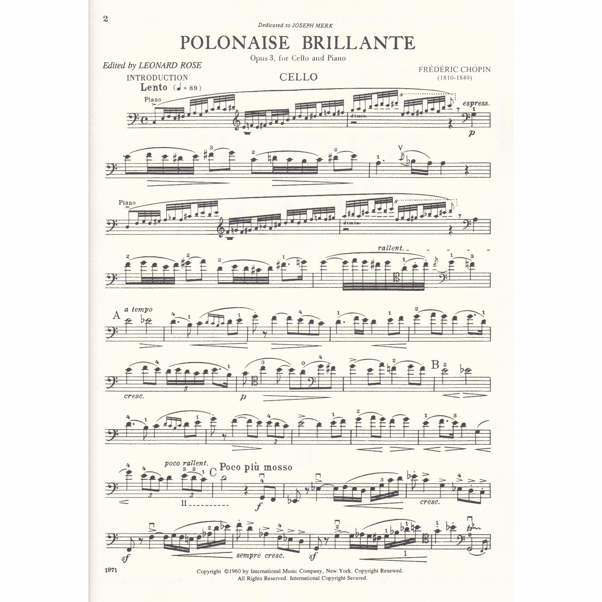 Polonaise Brillante for Cello and Piano, Op. 3