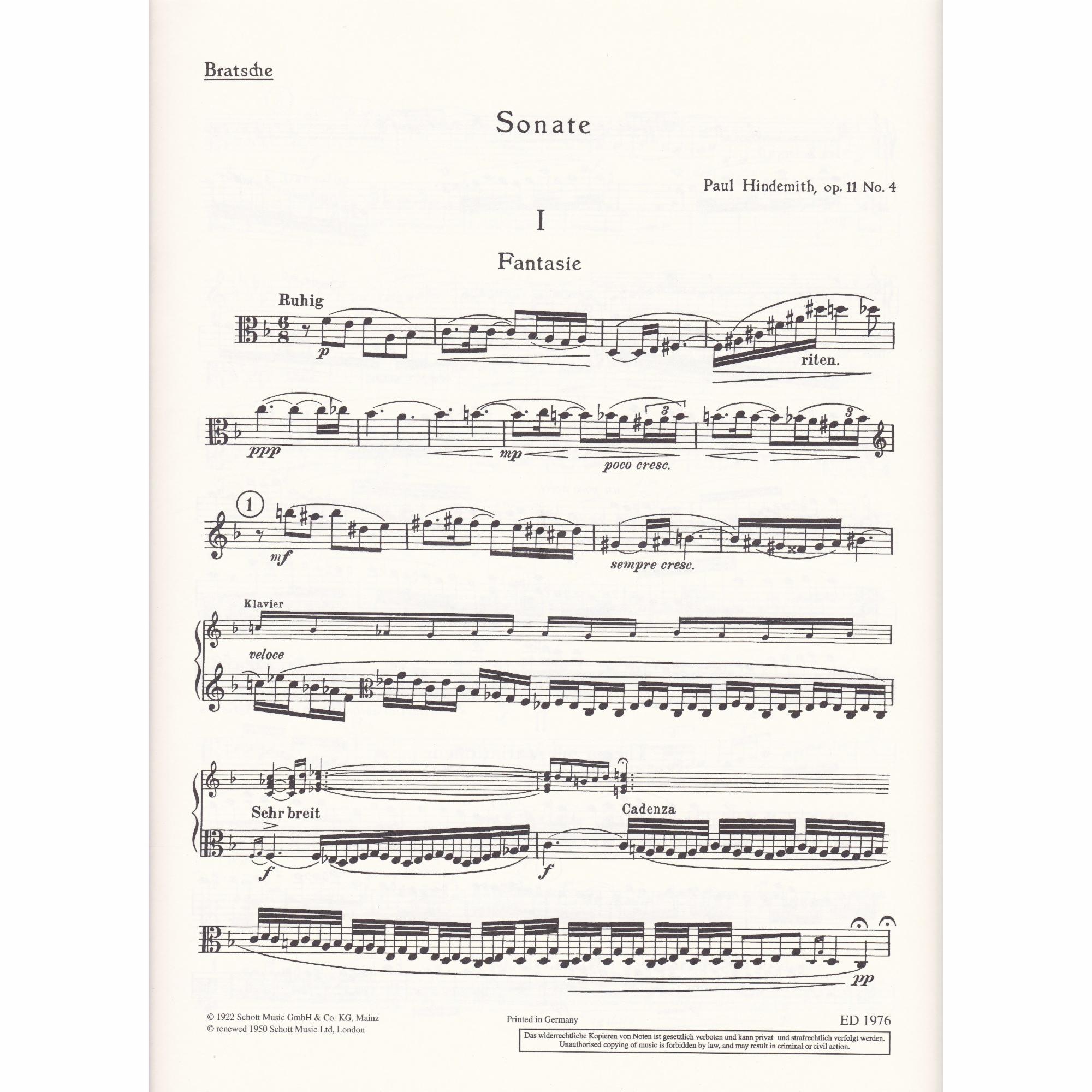 Viola Sonata, Op. 11, No. 4