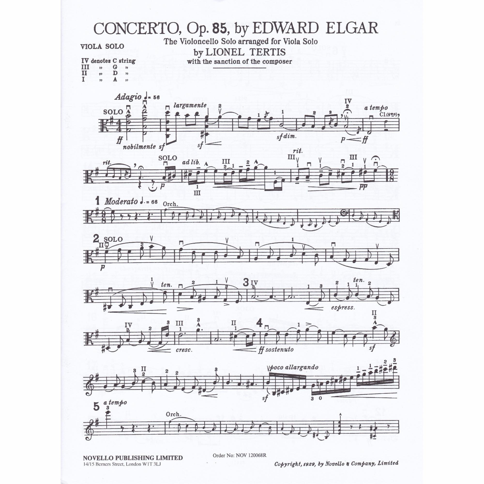 Elgar -- Cello Concerto for Viola and Piano