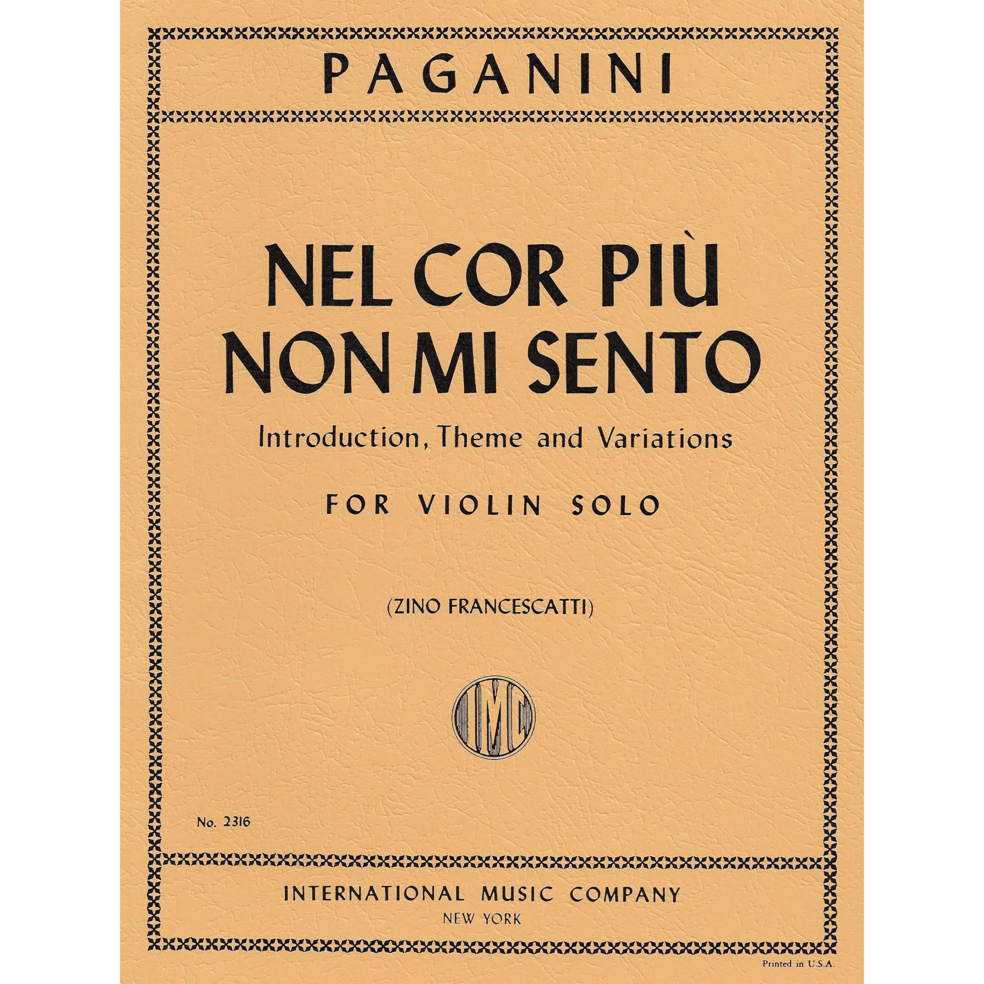 Paganini -- Nel cor piu non mi sento (Introduction, Theme and Variations) for Solo Violin