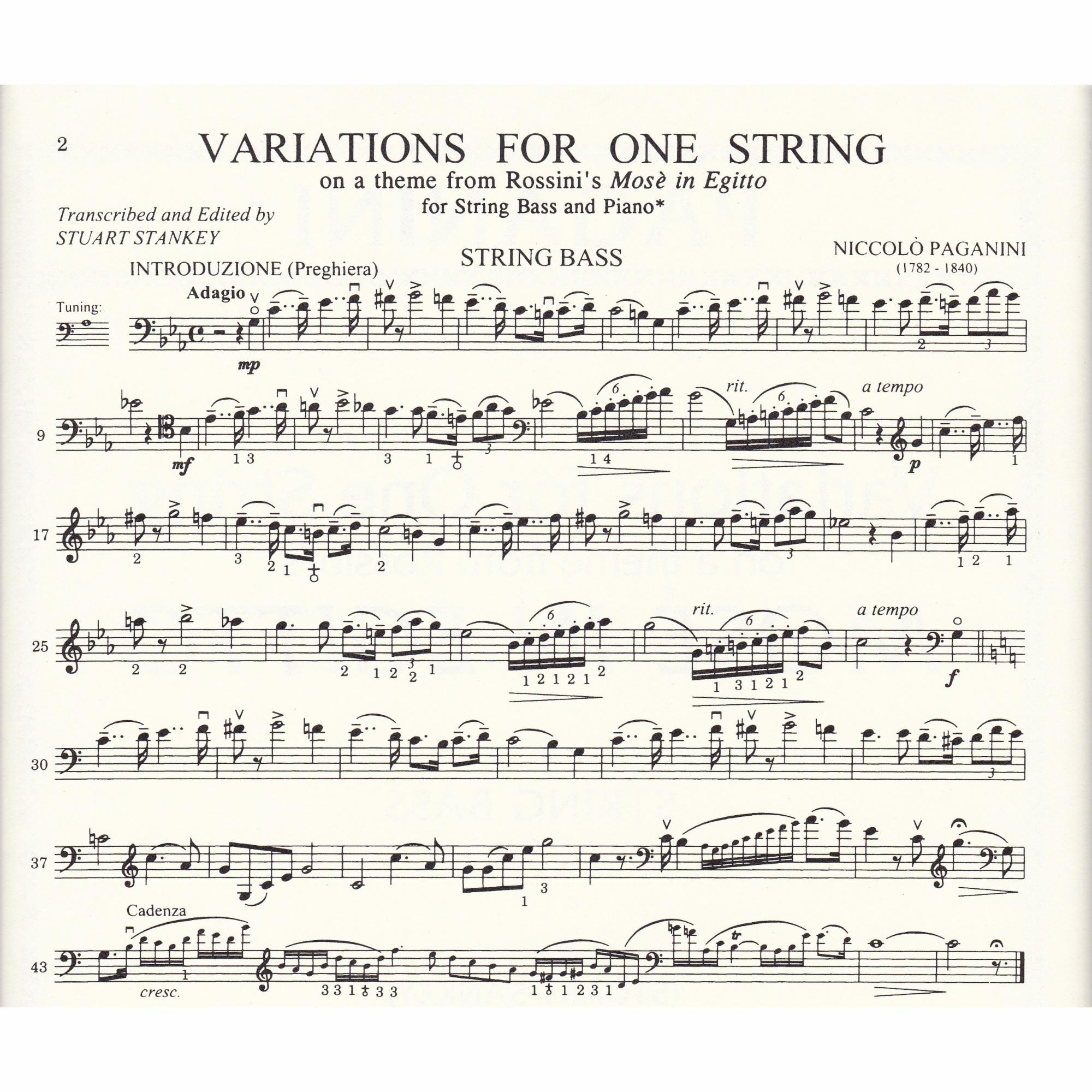 Rossini Variations on One String for Bass