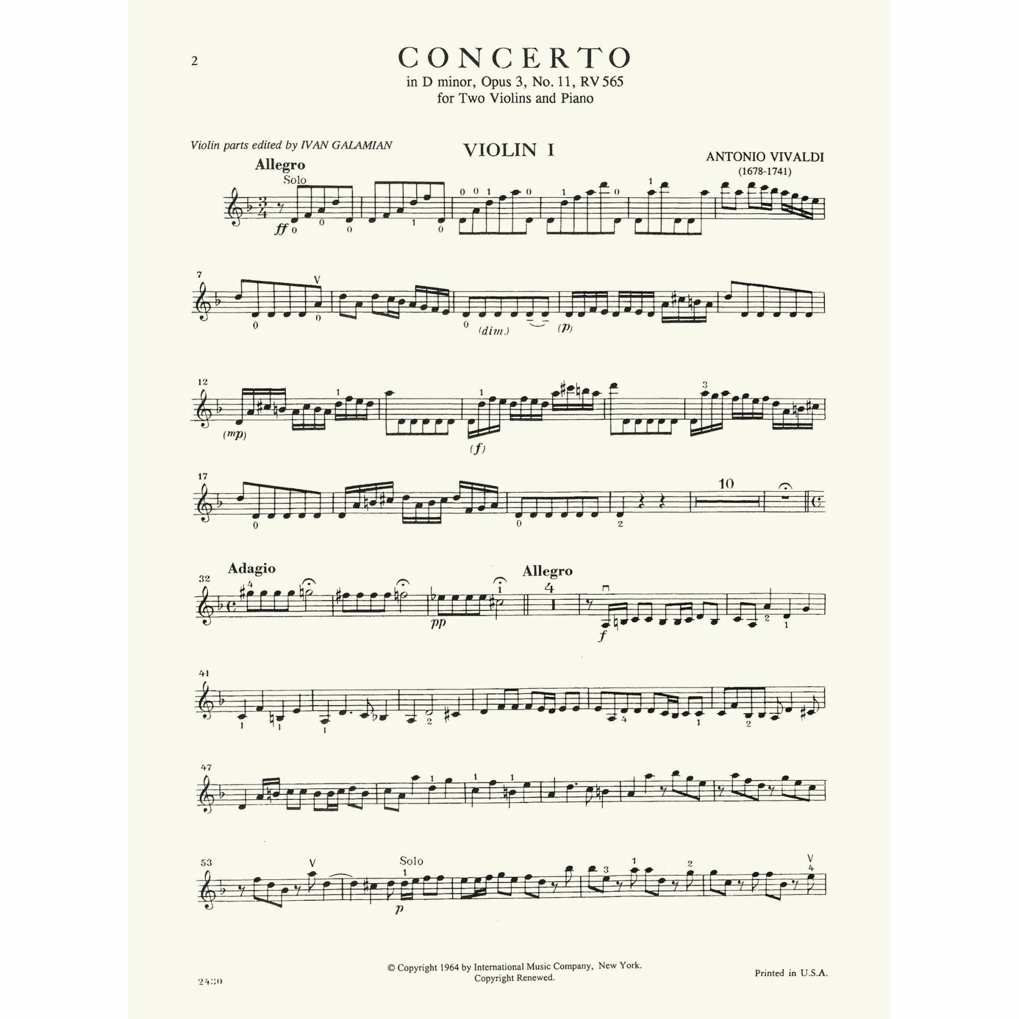 Sample: Violin I (Pg. 2)