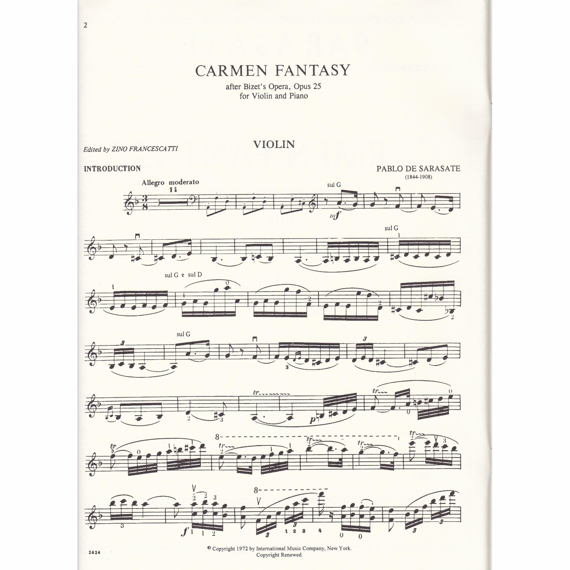 Carmen Fantasy for Violin and Piano, Op. 25