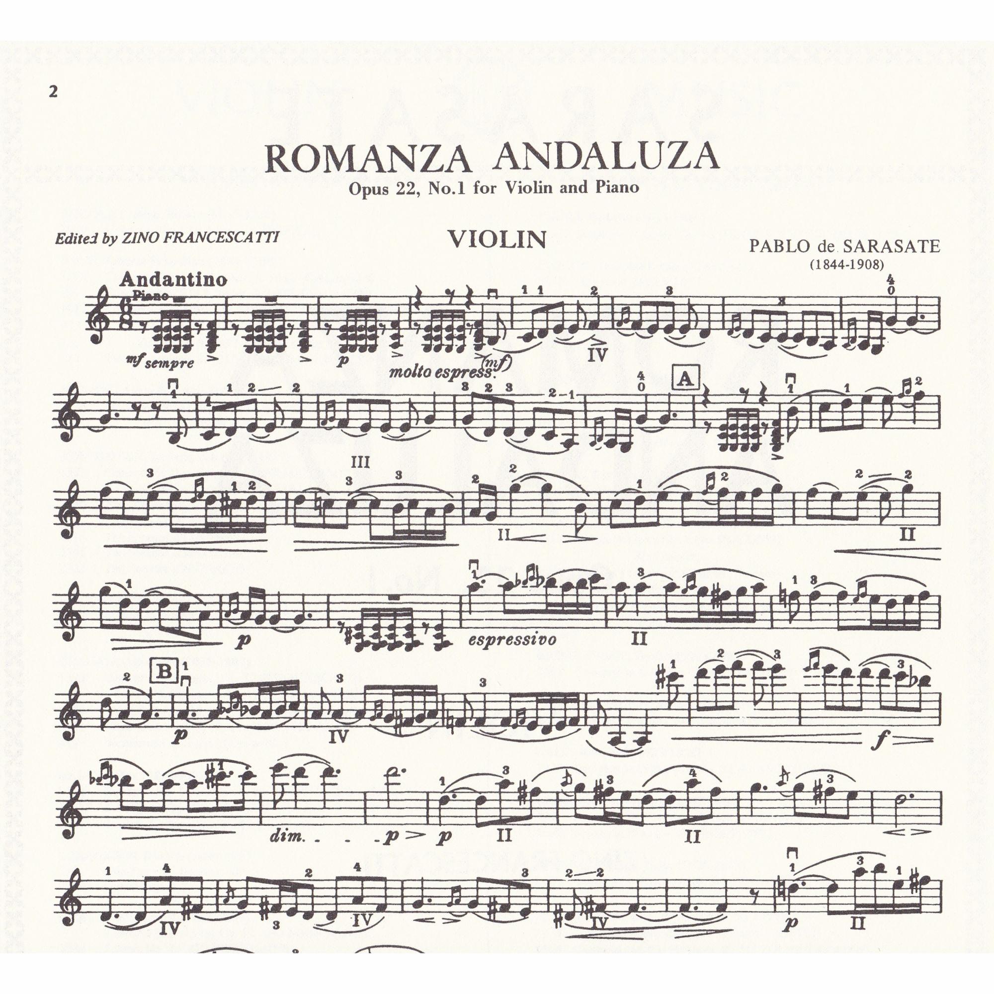 Romanza Andaluza for Violin and Piano, Op. 22, No. 1