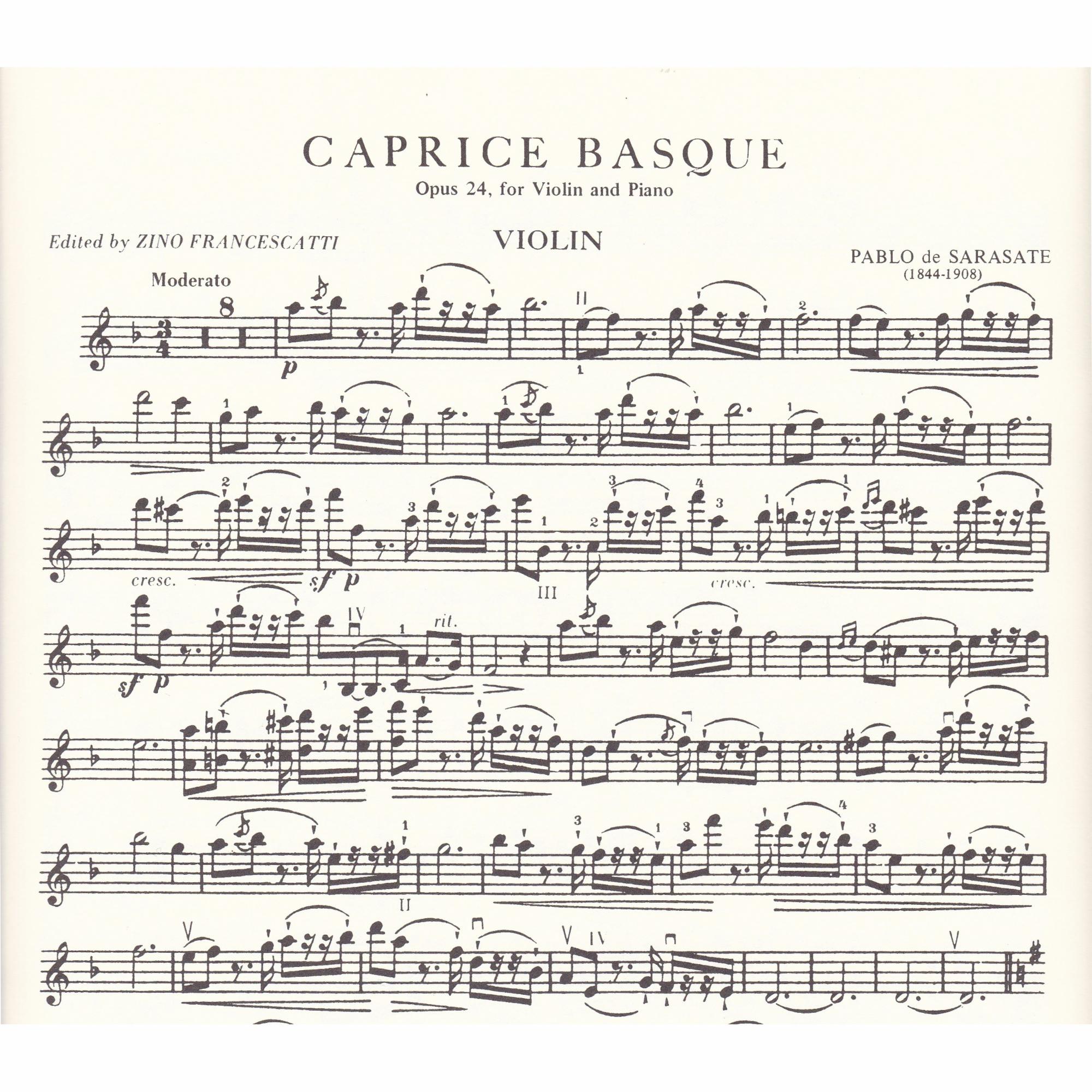 Caprice Basque for Violin and Piano, Op. 24