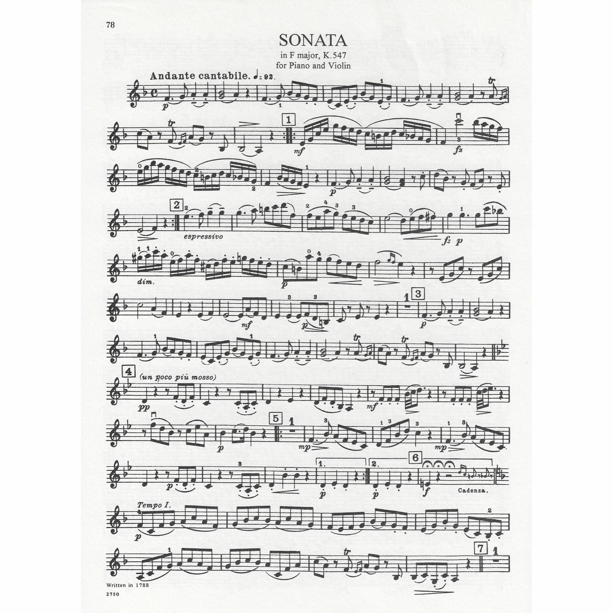 Sample: Violin Part