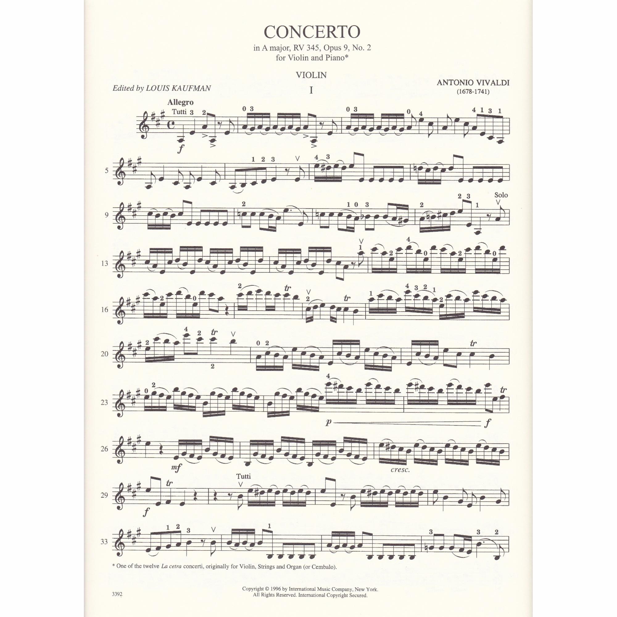 Violin Concerto in A Major, Op. 9, No. 2