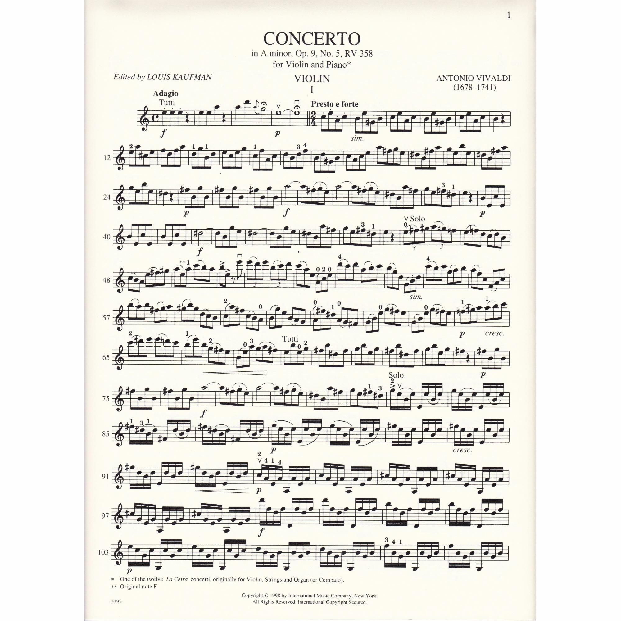 Violin Concerto in A Minor, Op. 9, No. 5