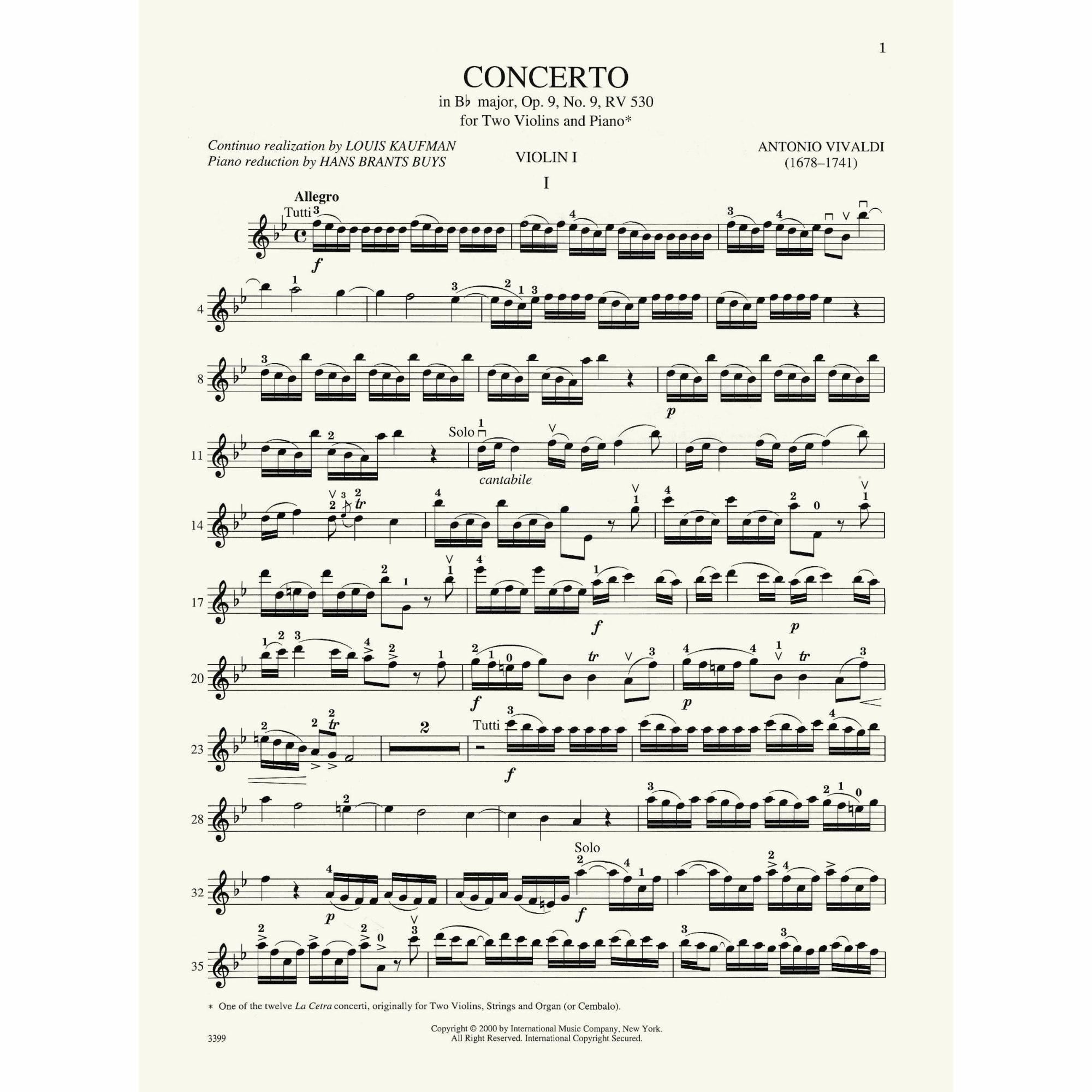 Sample: Violin I (Pg. 1)