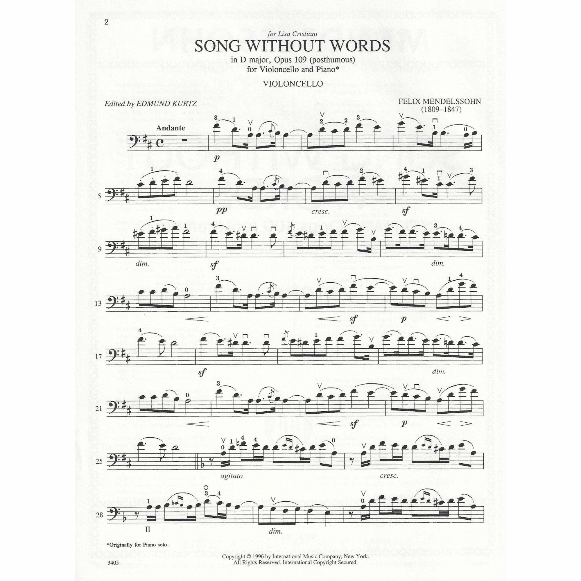 Sample: Cello Part