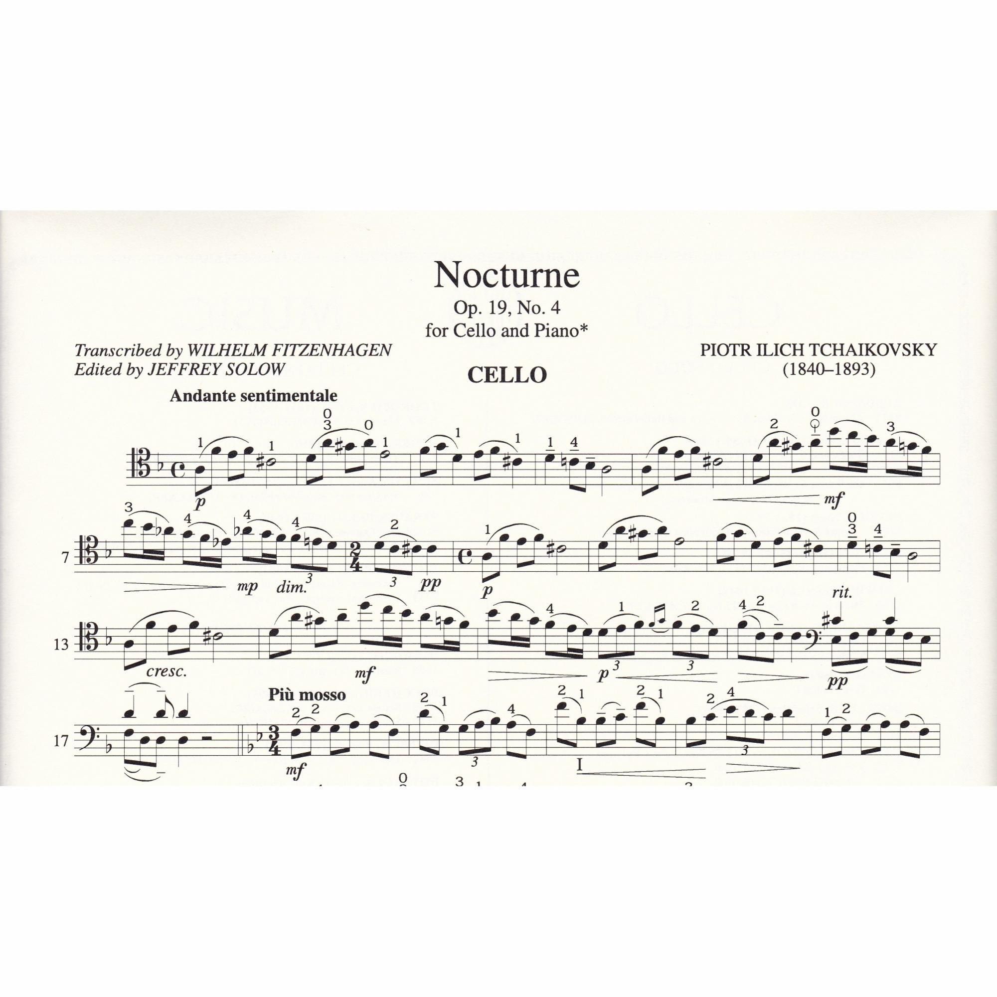 Nocturne in D Minor for Cello and Piano, Op. 19, No. 4