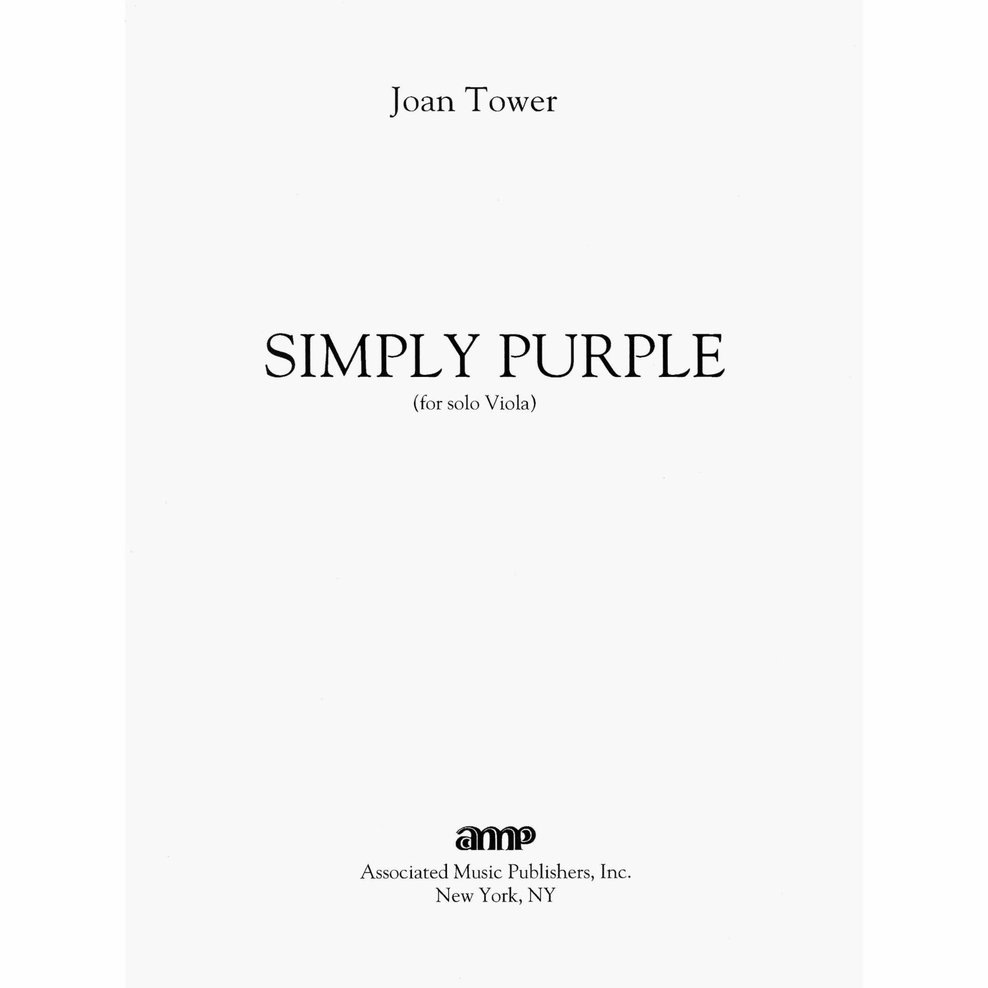 Tower -- Simply Purple for Solo Viola