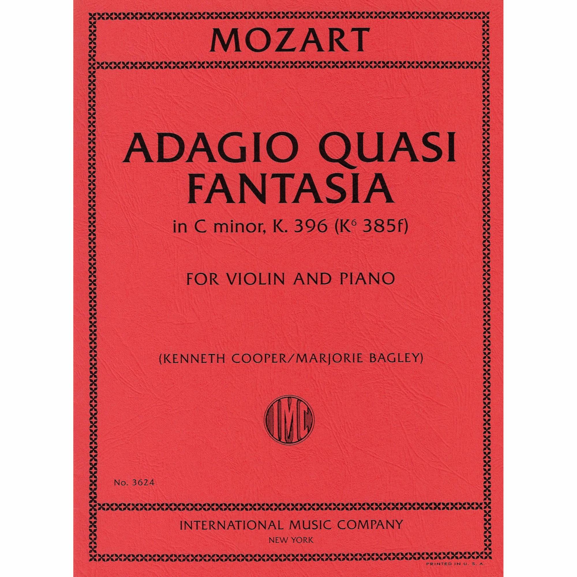 Mozart -- Adagio Quasi Fantasia in C Minor, K. 396 for Violin and Piano