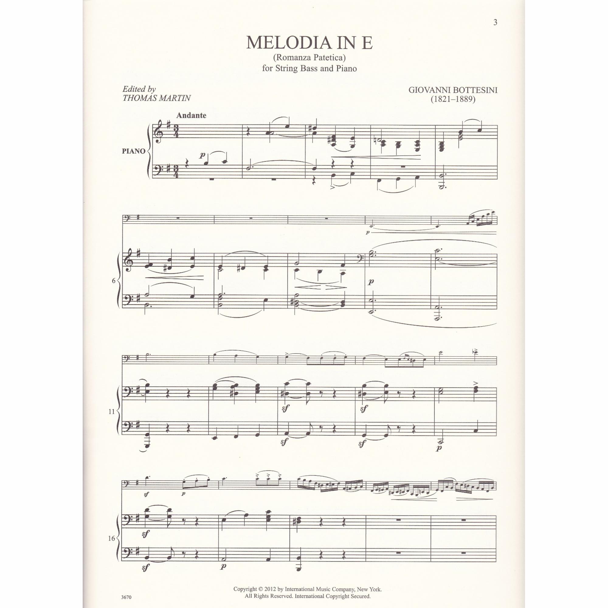 Two Melodies for String Bass and Piano