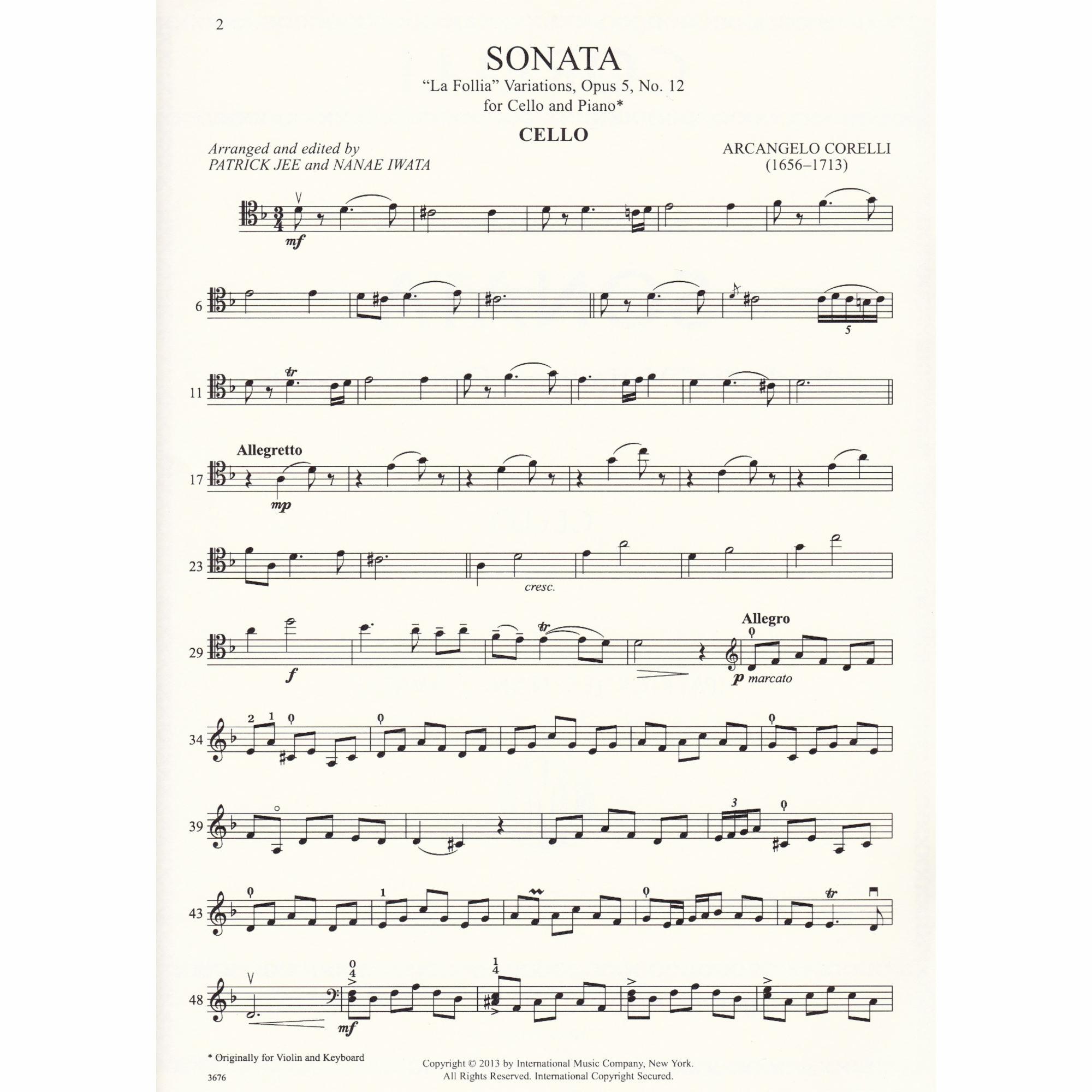 La Folia Variations for Cello and Piano, Op. 5, No. 12