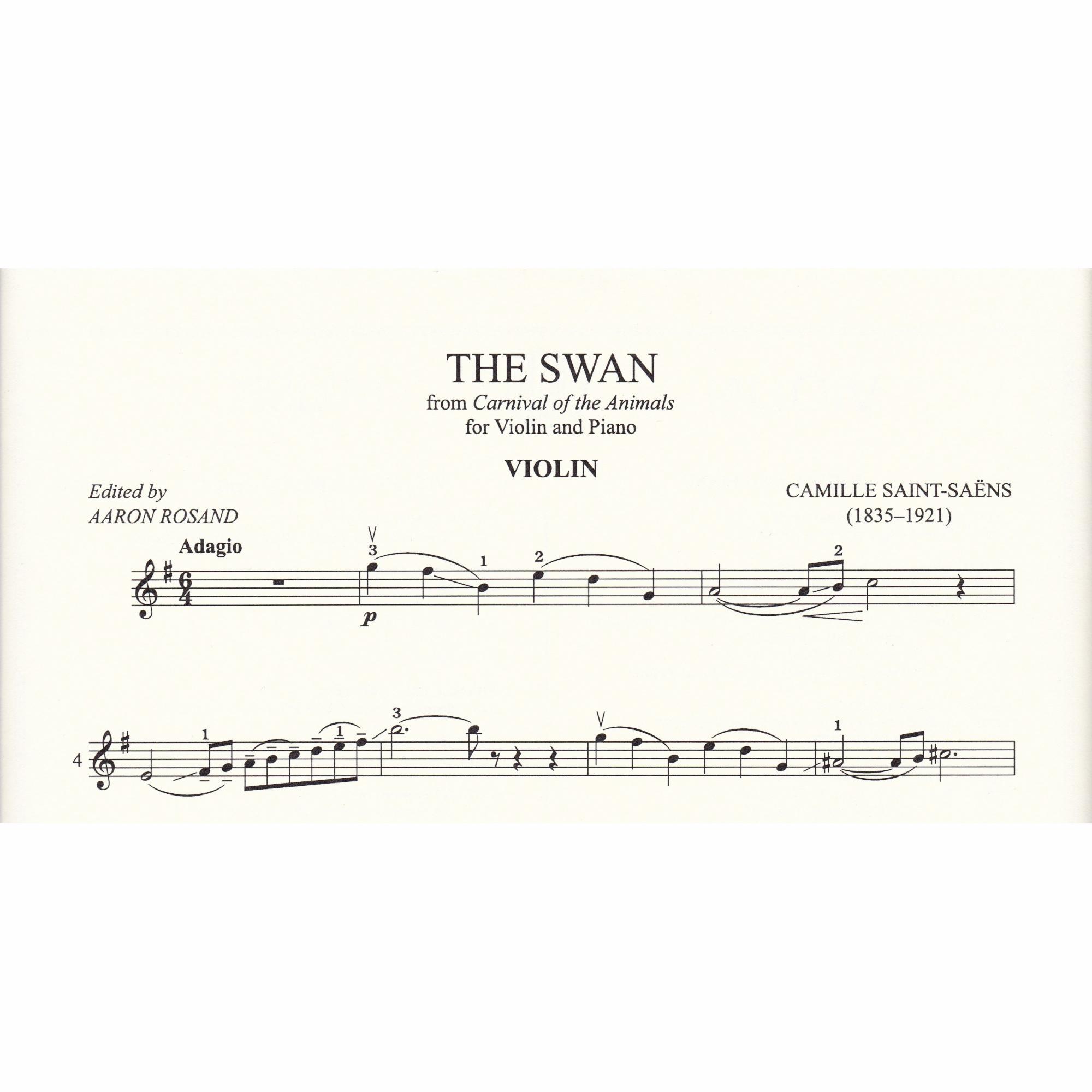 Saint-Saens -- The Swan for Violin and Piano