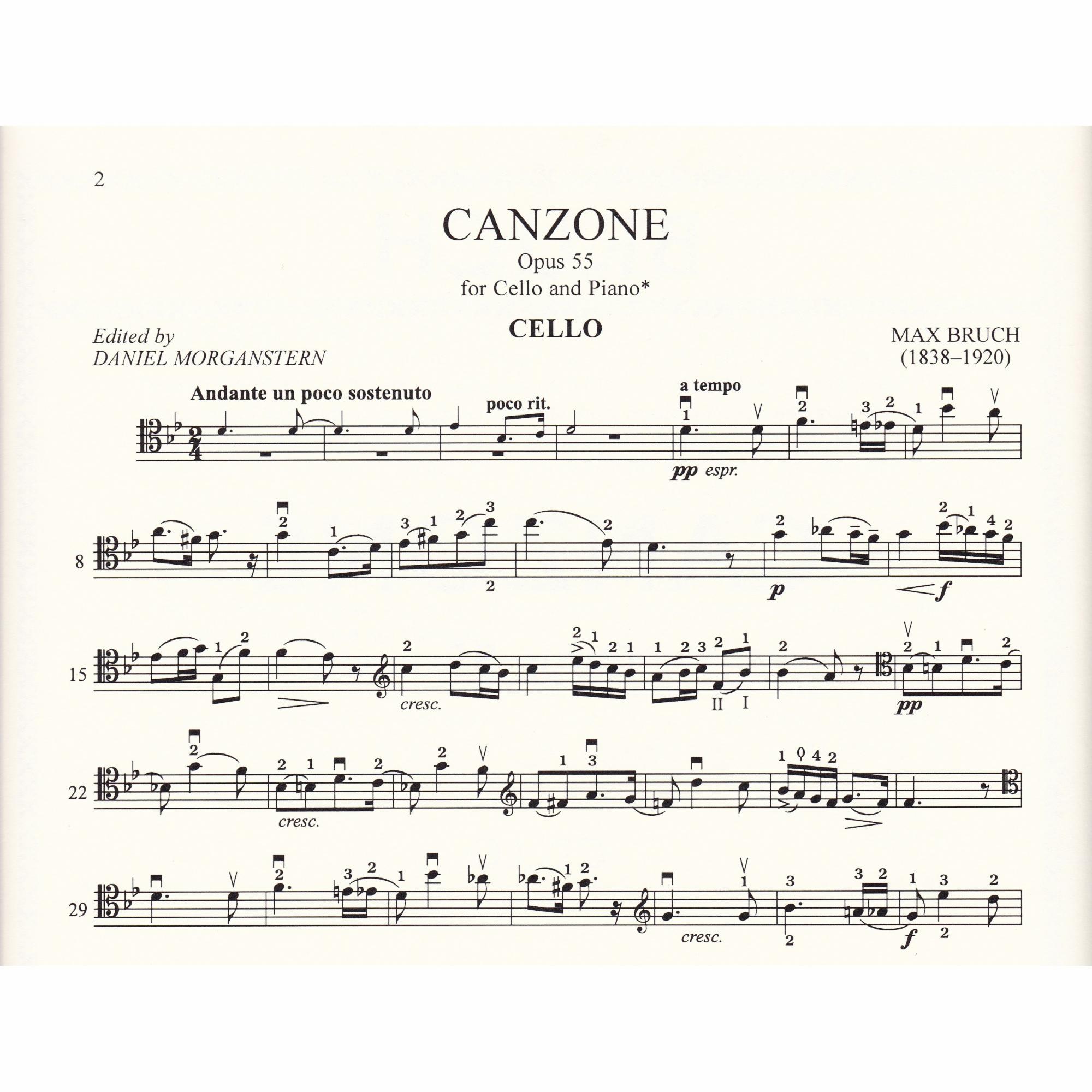 Canzone for Cello and Piano, Op. 55