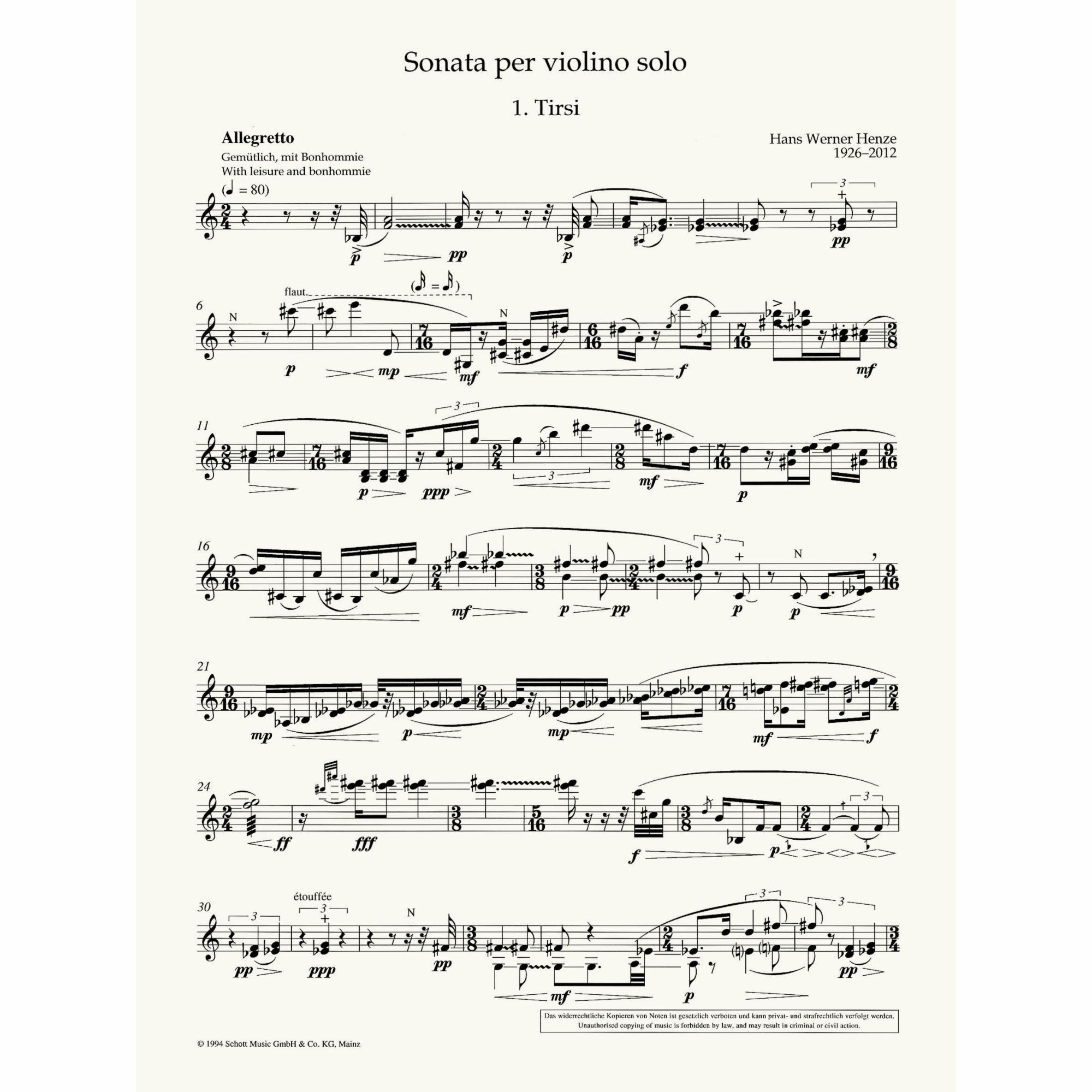 Henze -- Sonata for Solo Violin