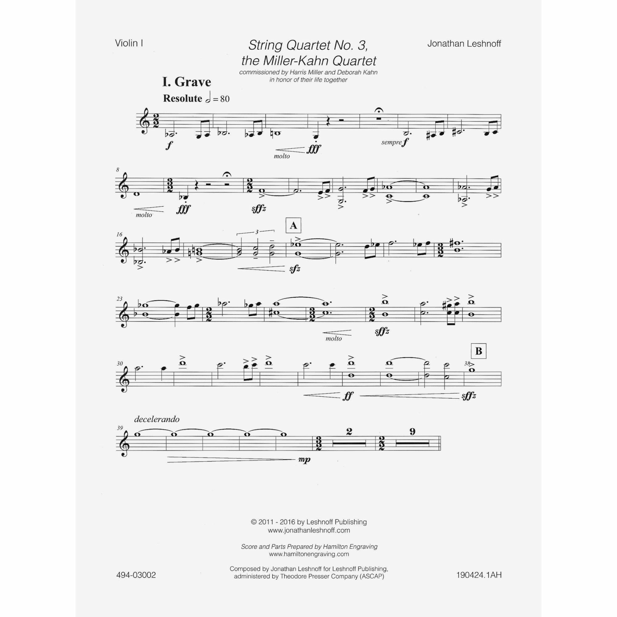 Sample: Violin I (Pg. 1)