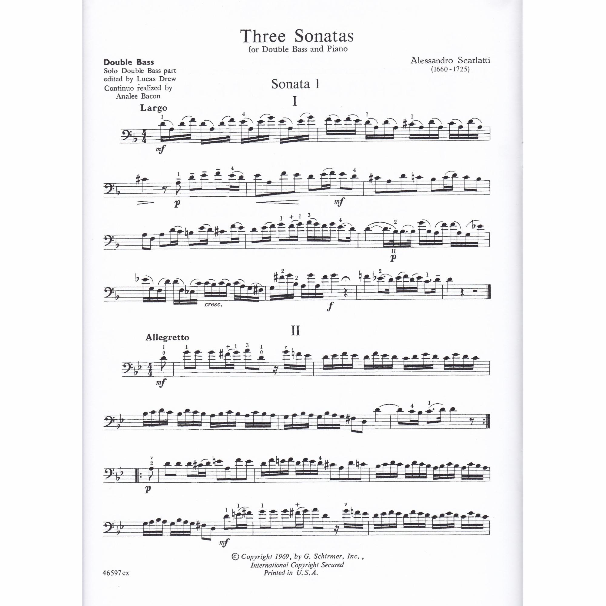 Three Sonatas for Bass and Piano