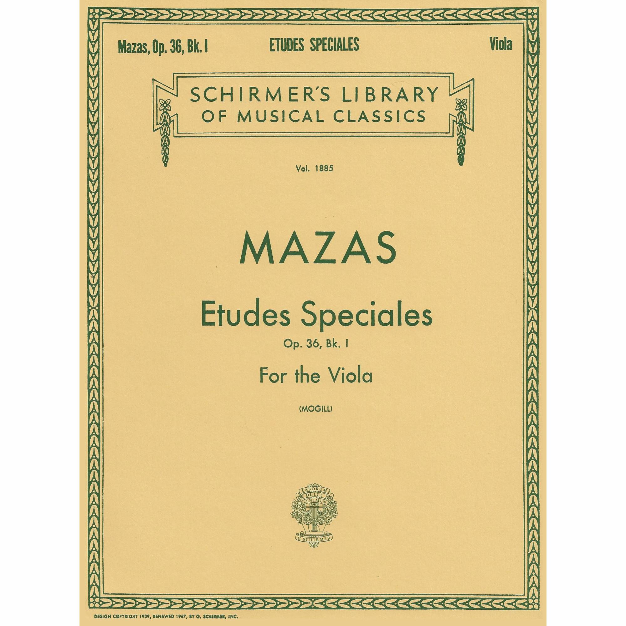 Mazas -- Etudes Speciales, Op. 36, Book 1 for Viola