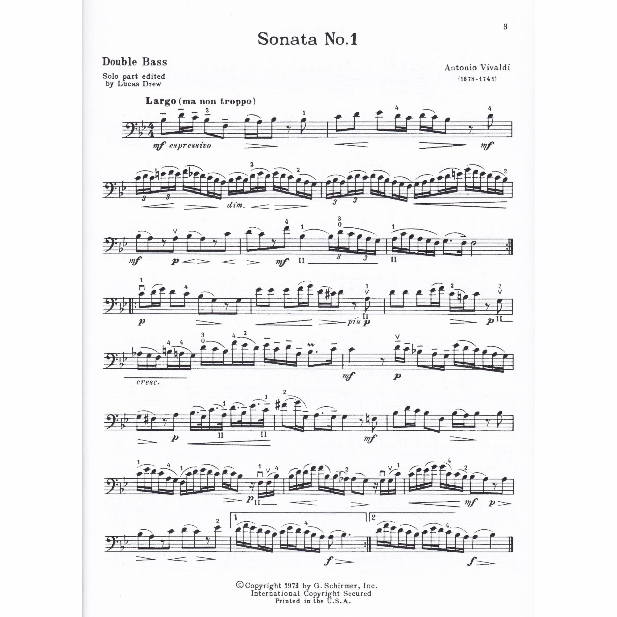 Six Cello Sonatas Arranged for Bass