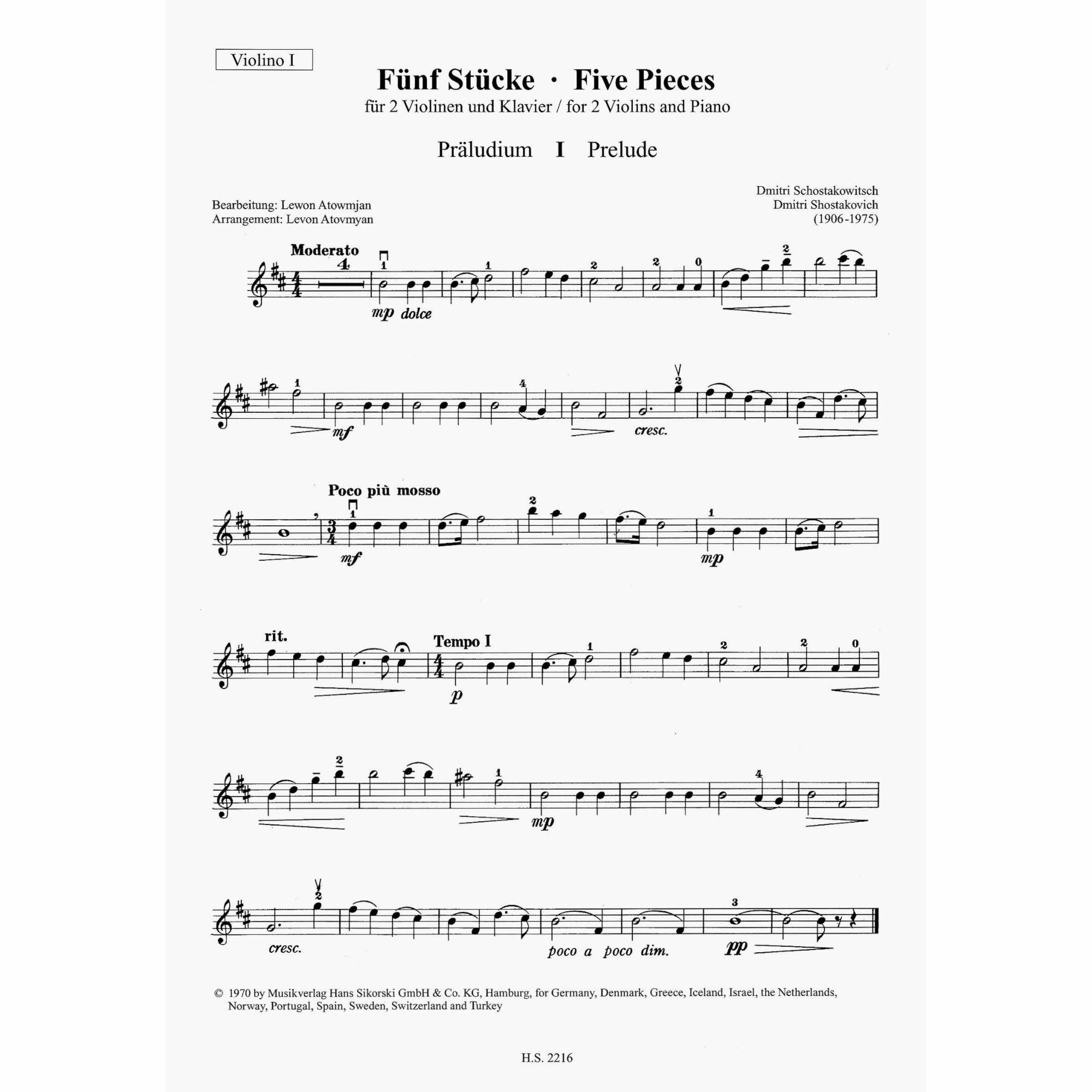 Sample: Violin I (Pg. 1)