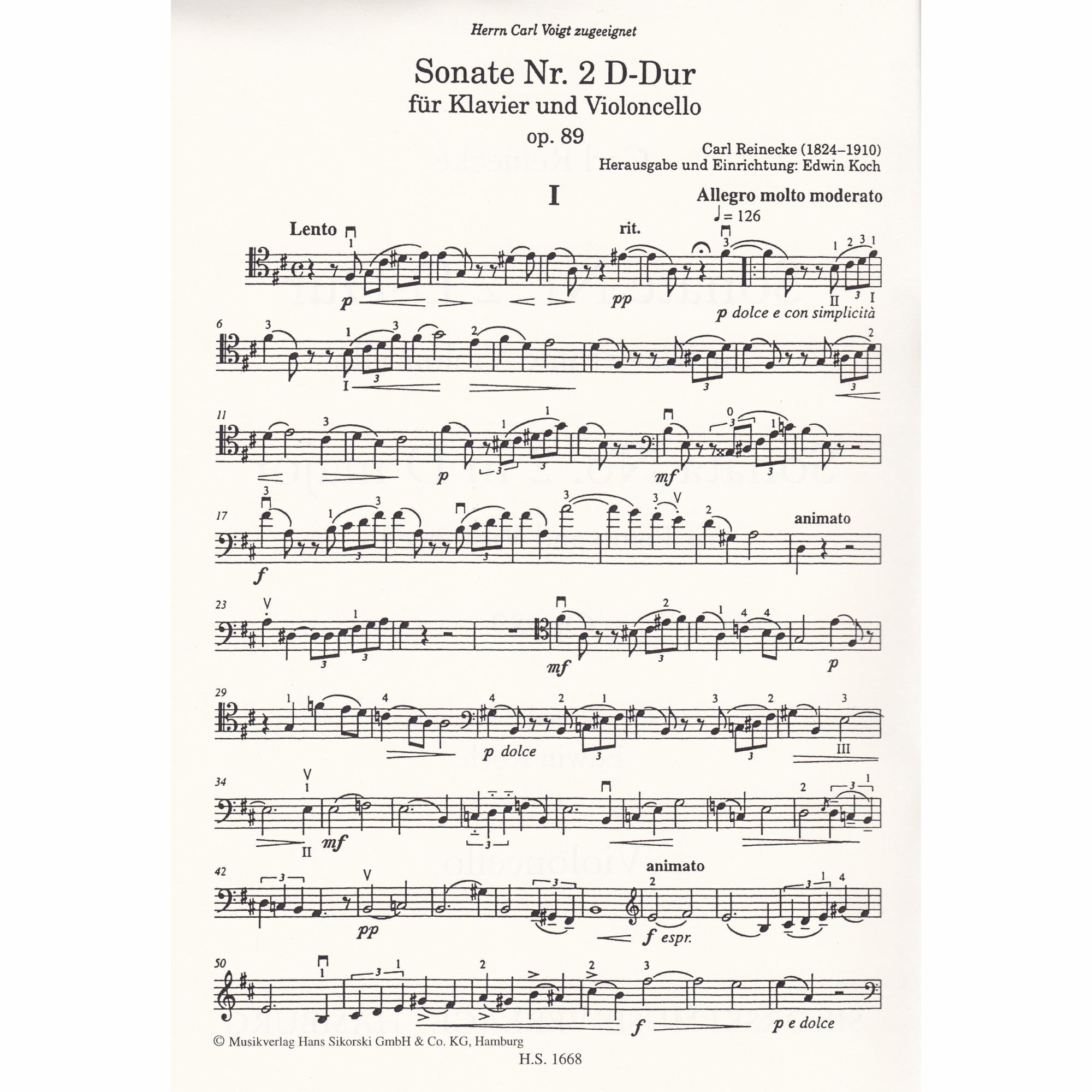 Cello Sonata No. 2 in D Major, Op. 89