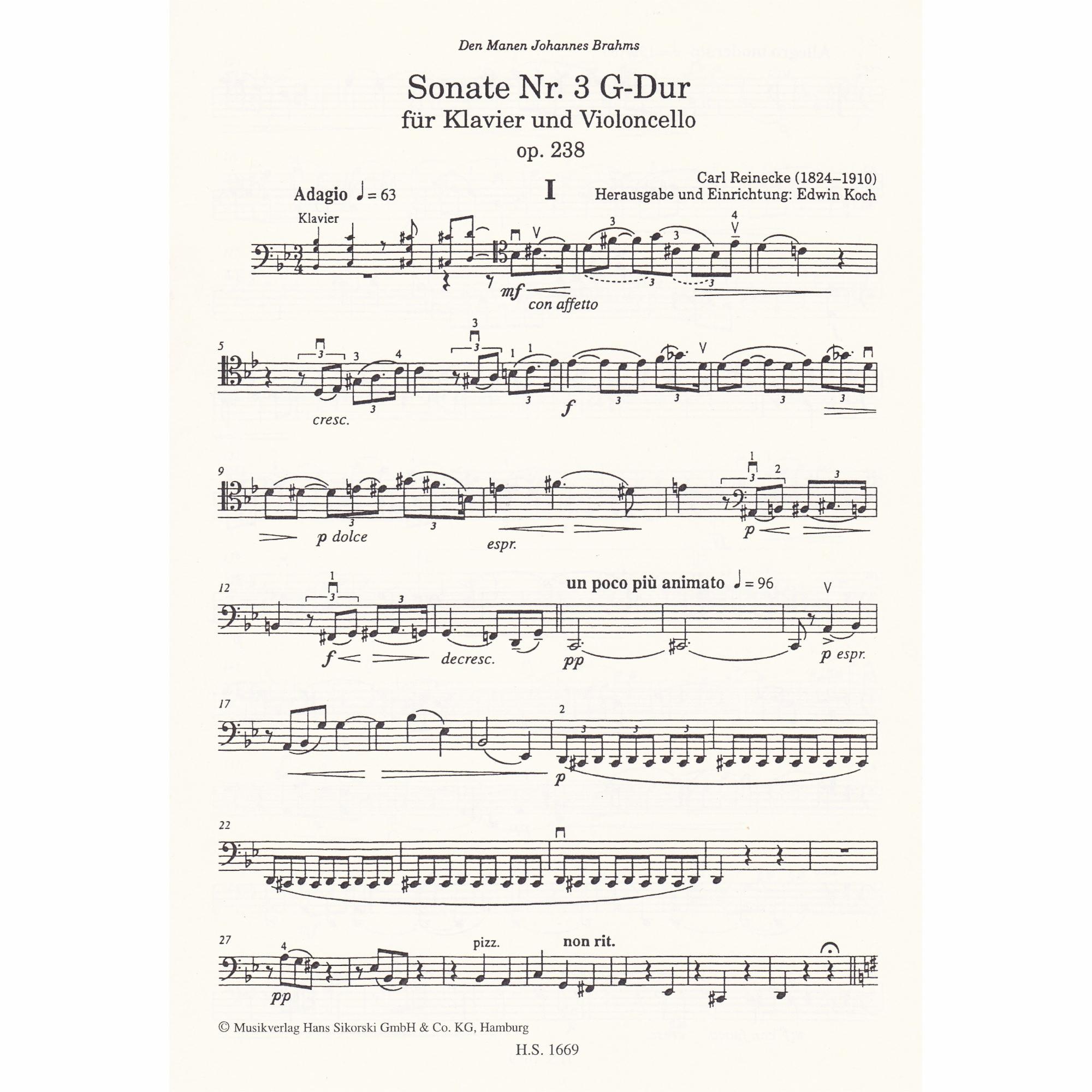Cello Sonata No. 3 in G Major, Op. 238
