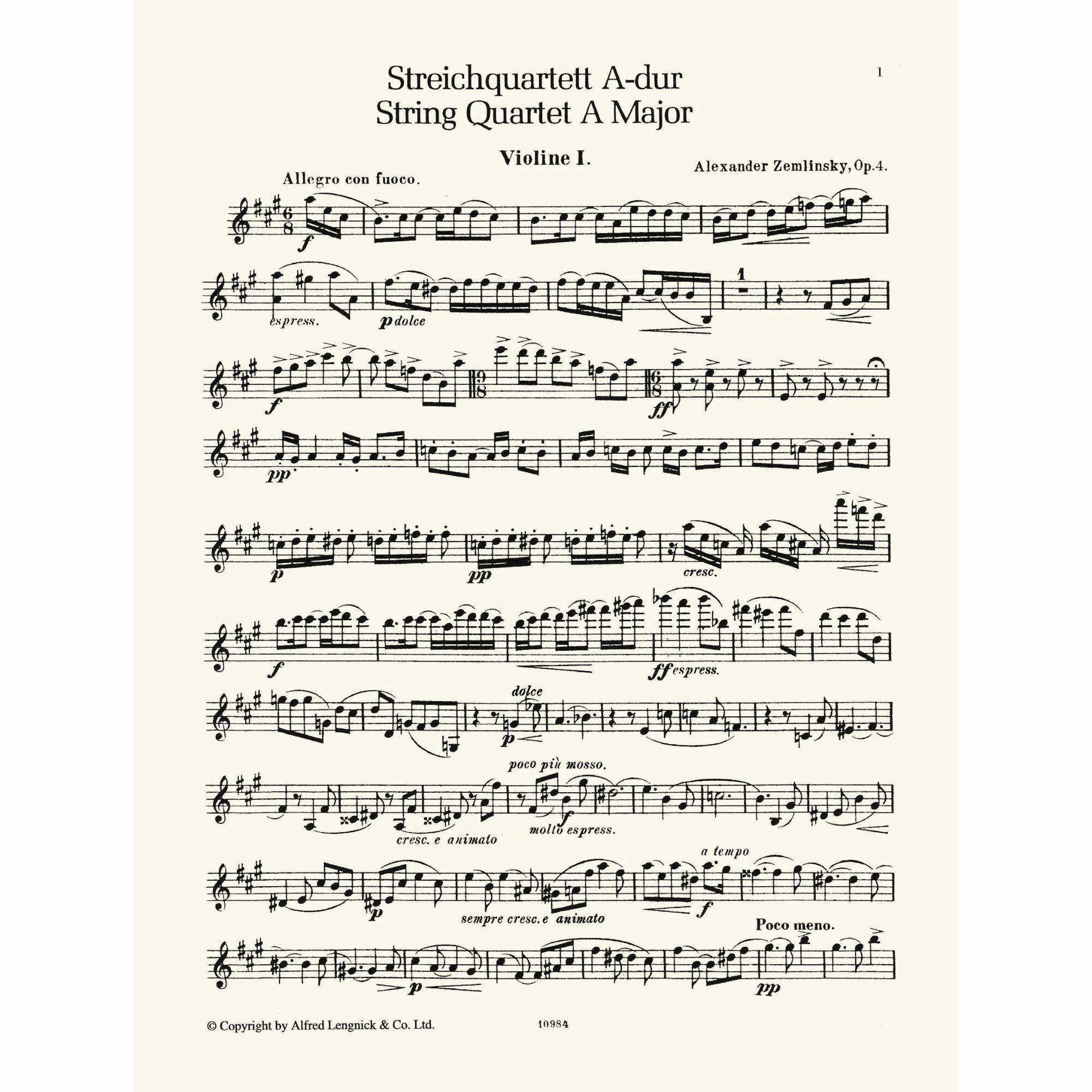 Sample: Violin I (Pg. 1)