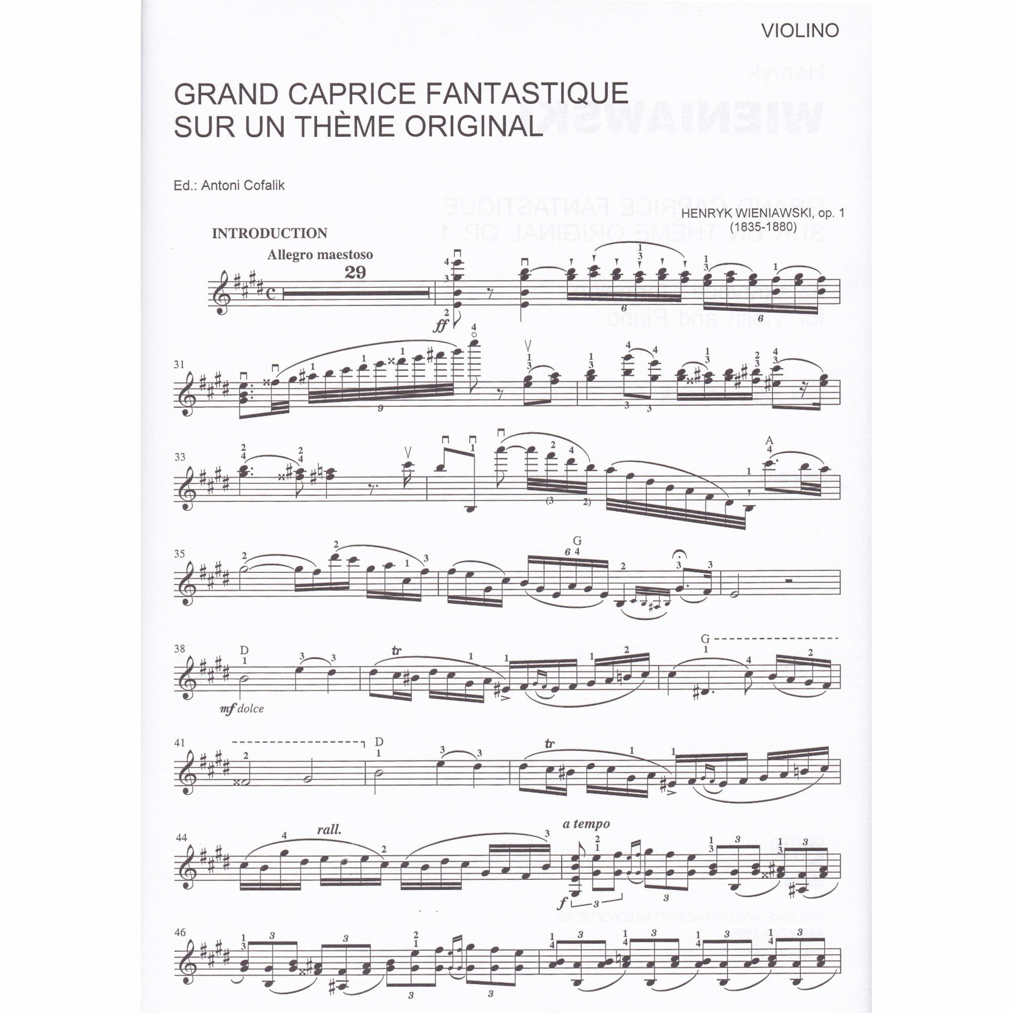 Grand Caprice Fantastique for Violin and Piano, Op. 1