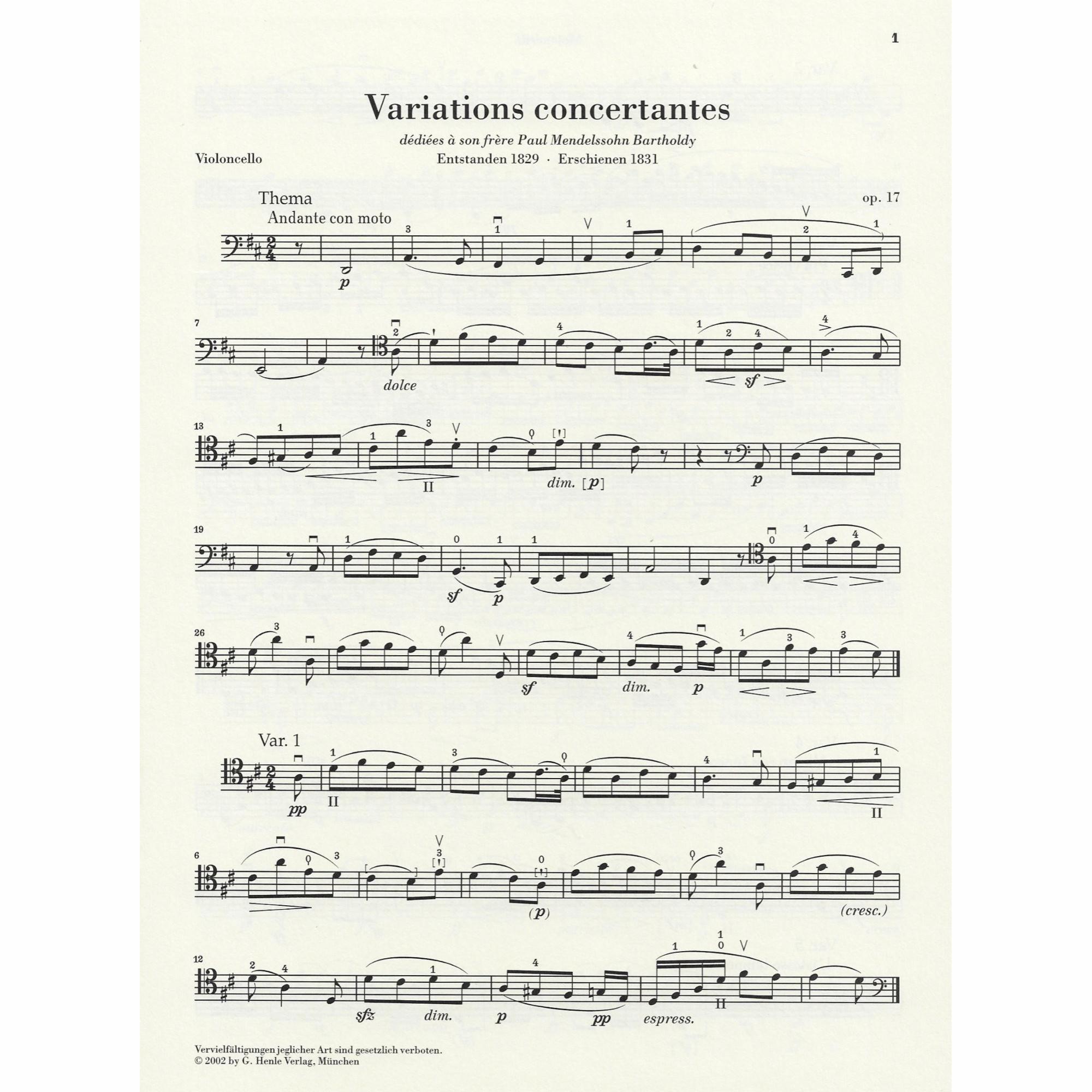 Sample: Marked Cello Part